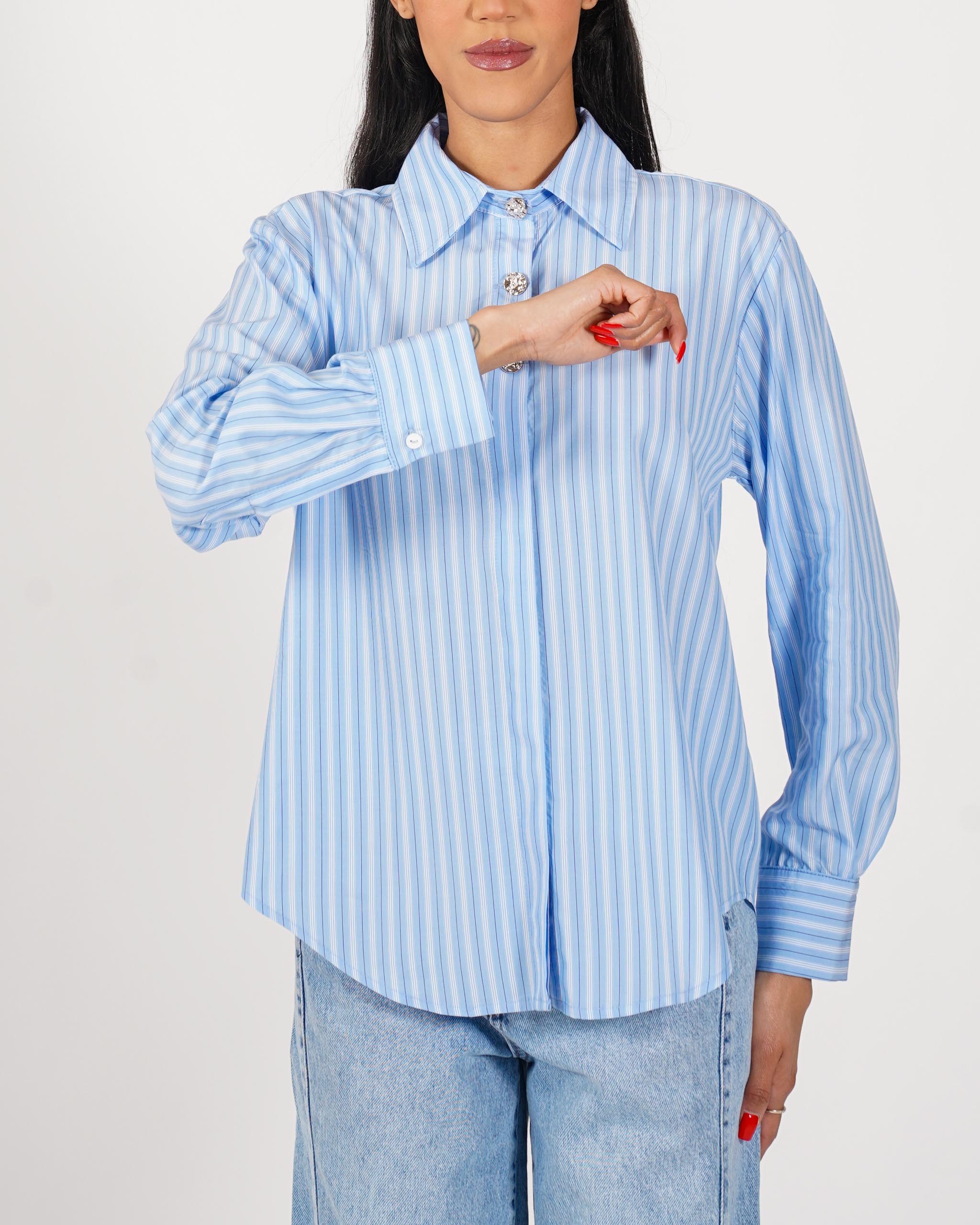 Camicia rigata con bottoni oro - Pacata