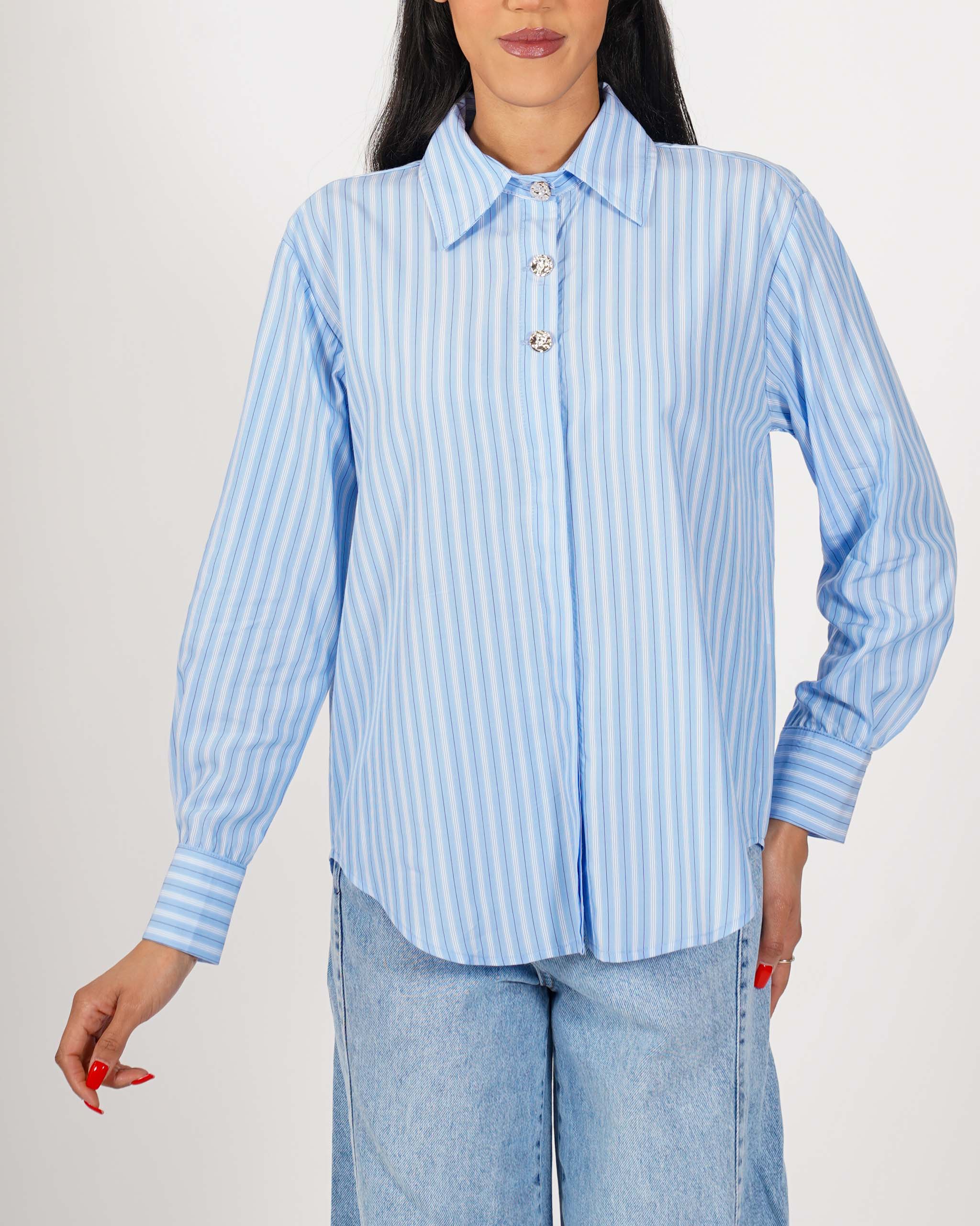 Camicia rigata con bottoni oro - Pacata