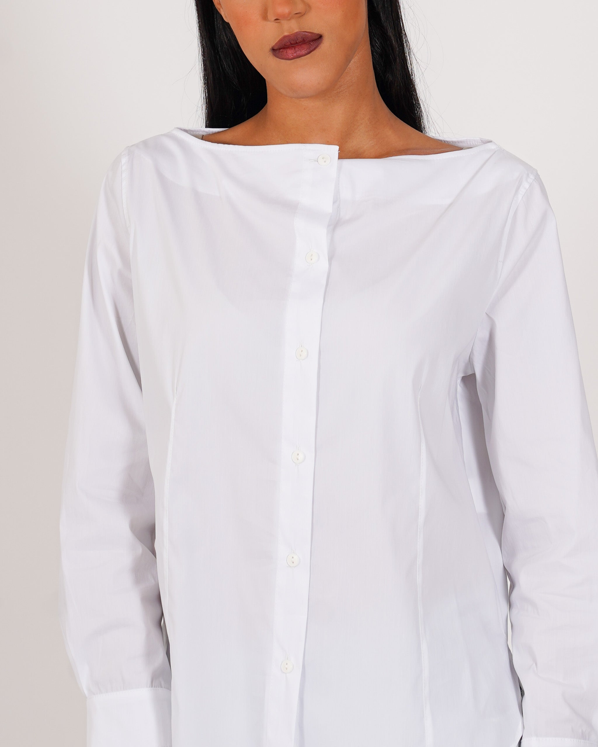 Camicia scollo a barca in misto cotone - Banner