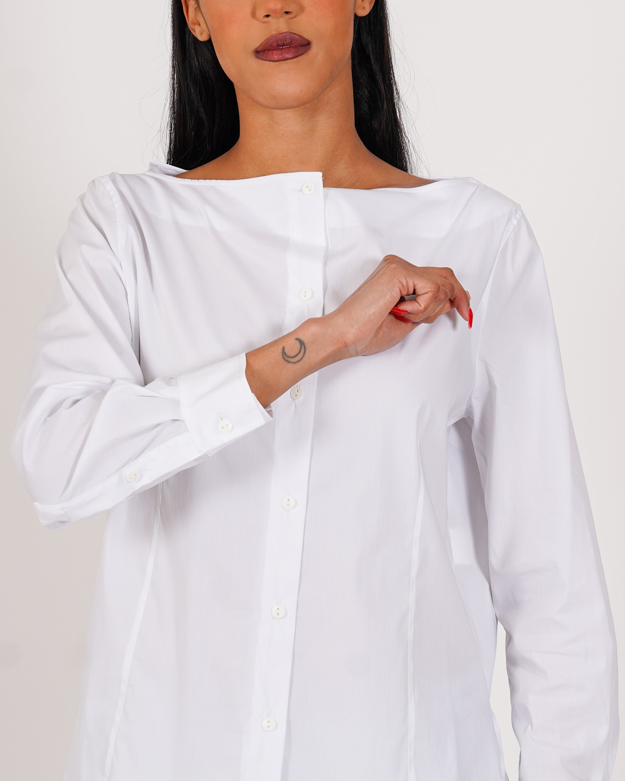 Camicia scollo a barca in misto cotone - Banner