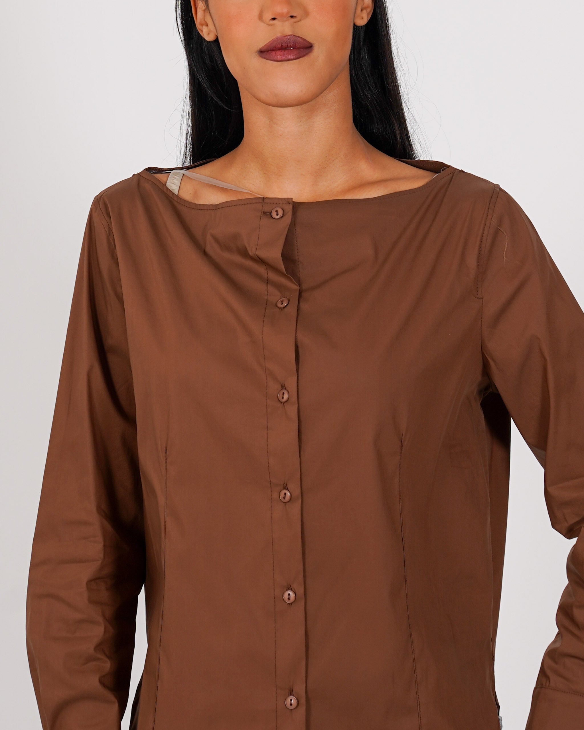 Camicia scollo a barca in misto cotone - Banner