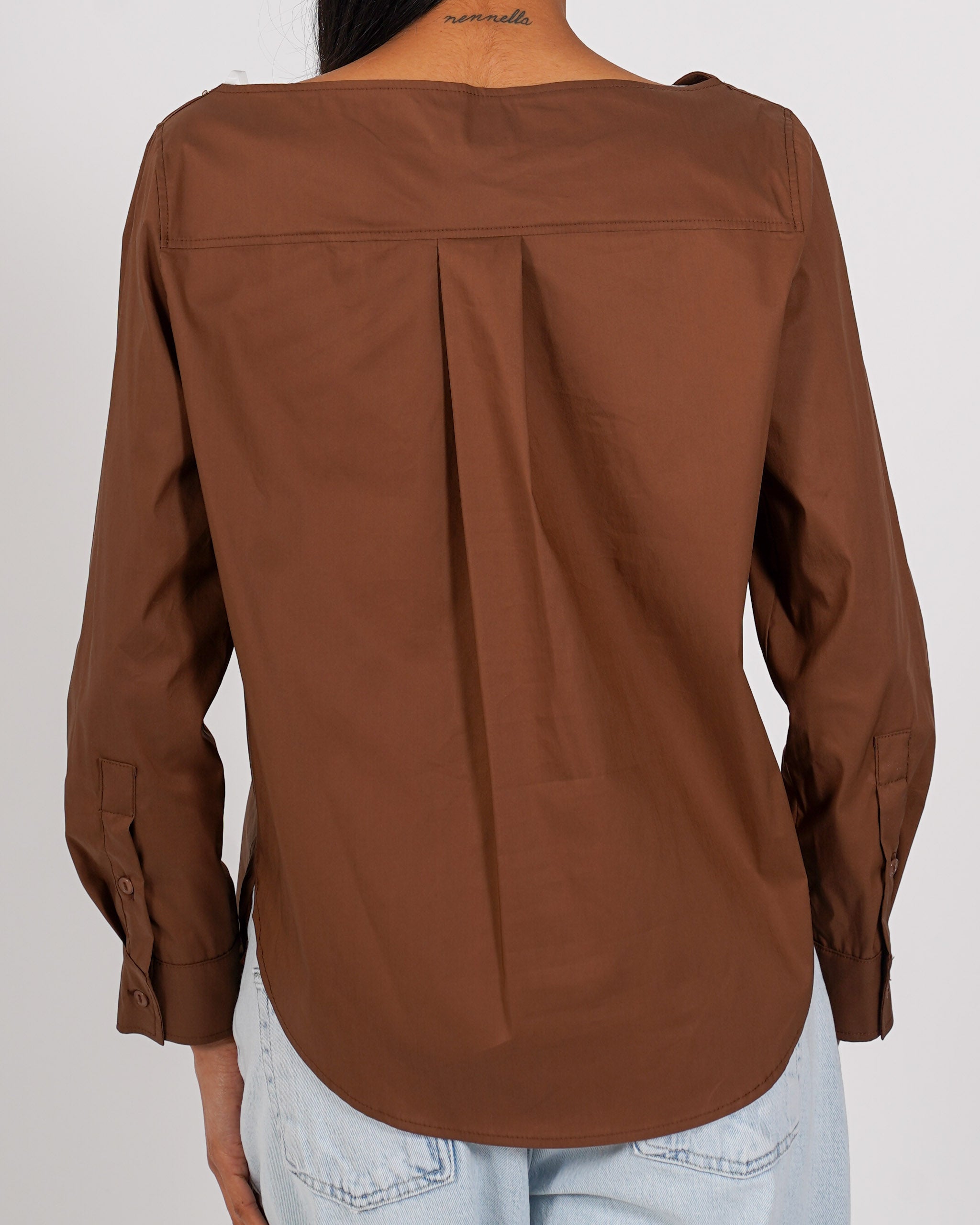 Camicia scollo a barca in misto cotone - Banner