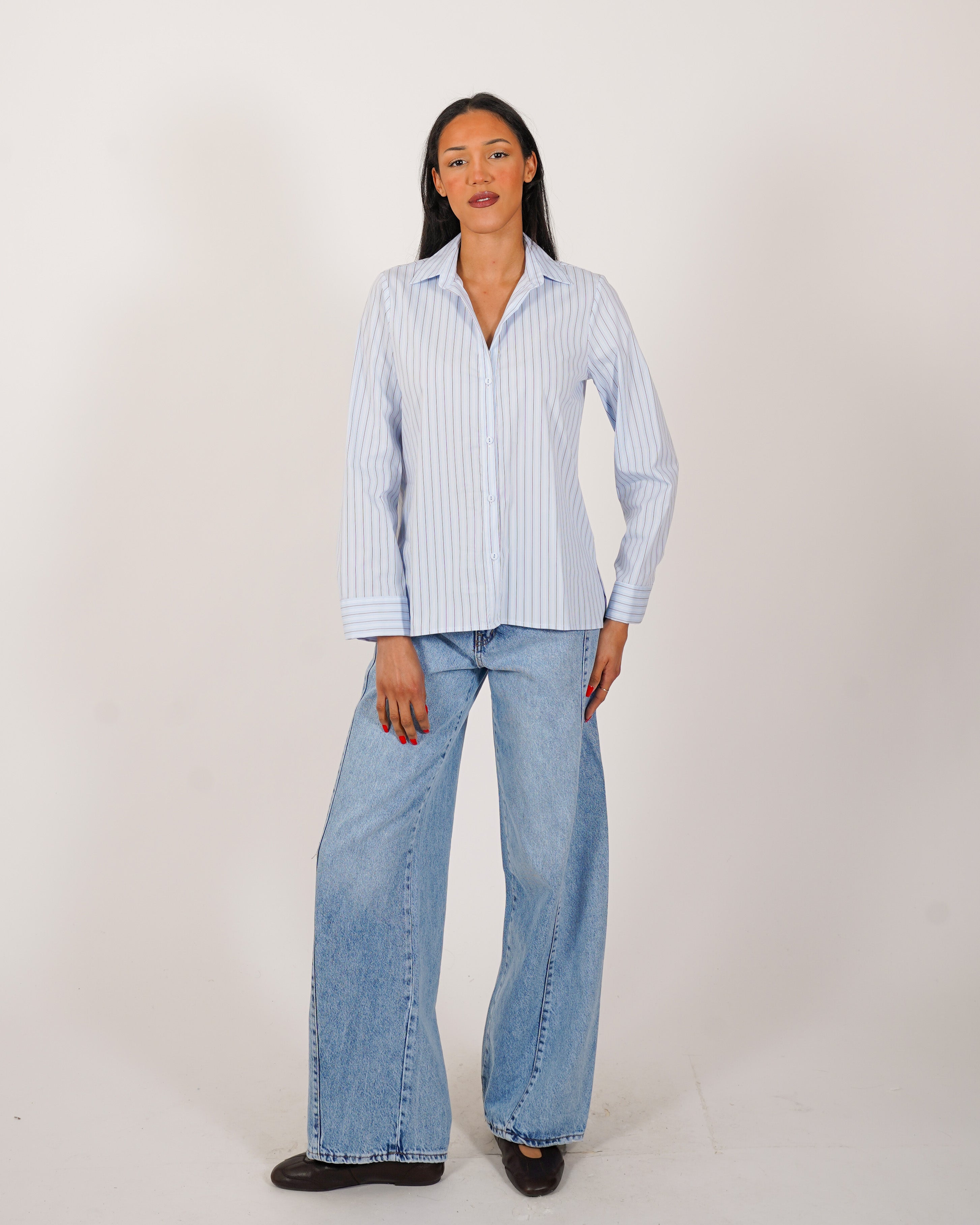 Camicia rigata manica lunga regular fit - Selenia