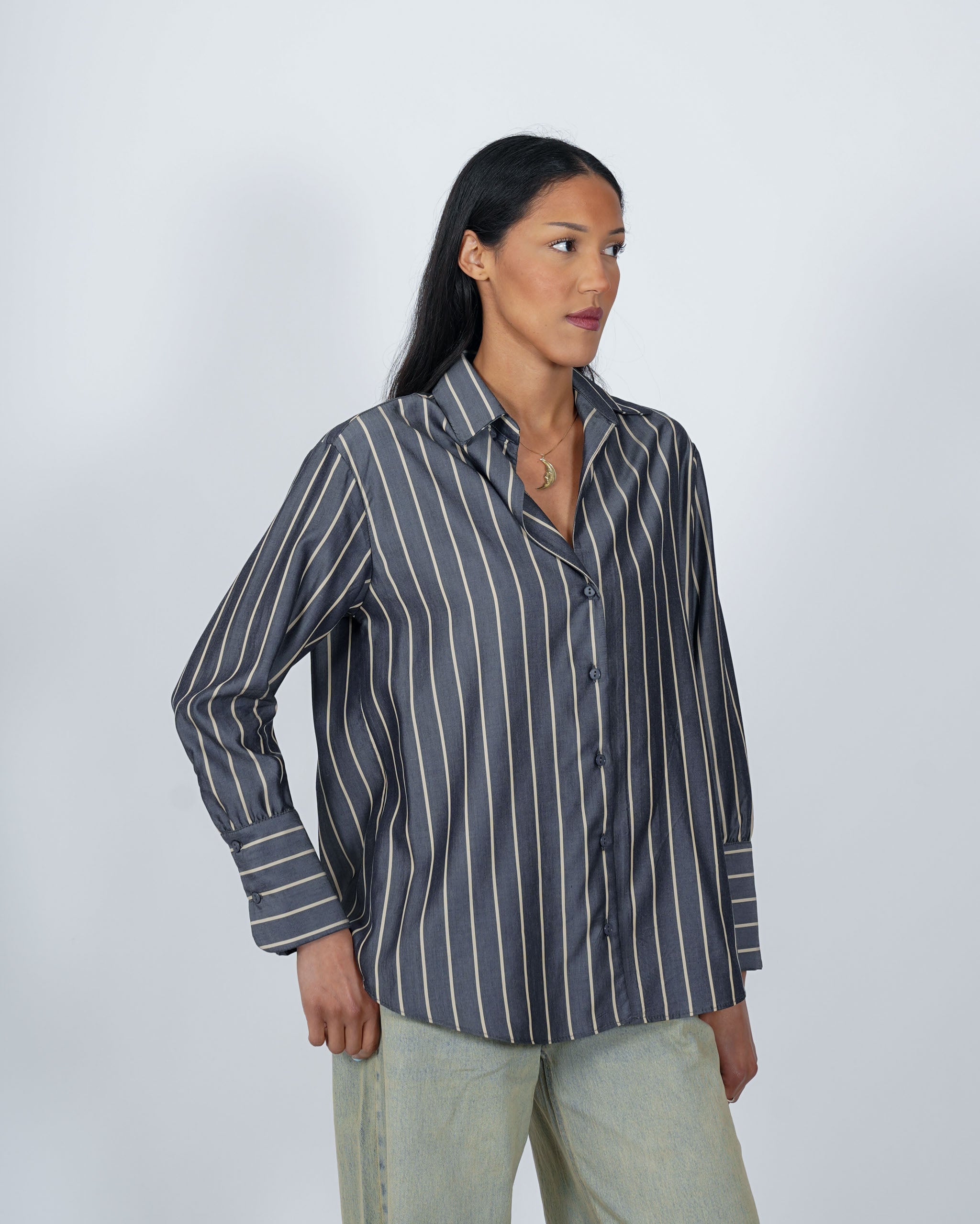 Camicia rigata in cotone - Leggera