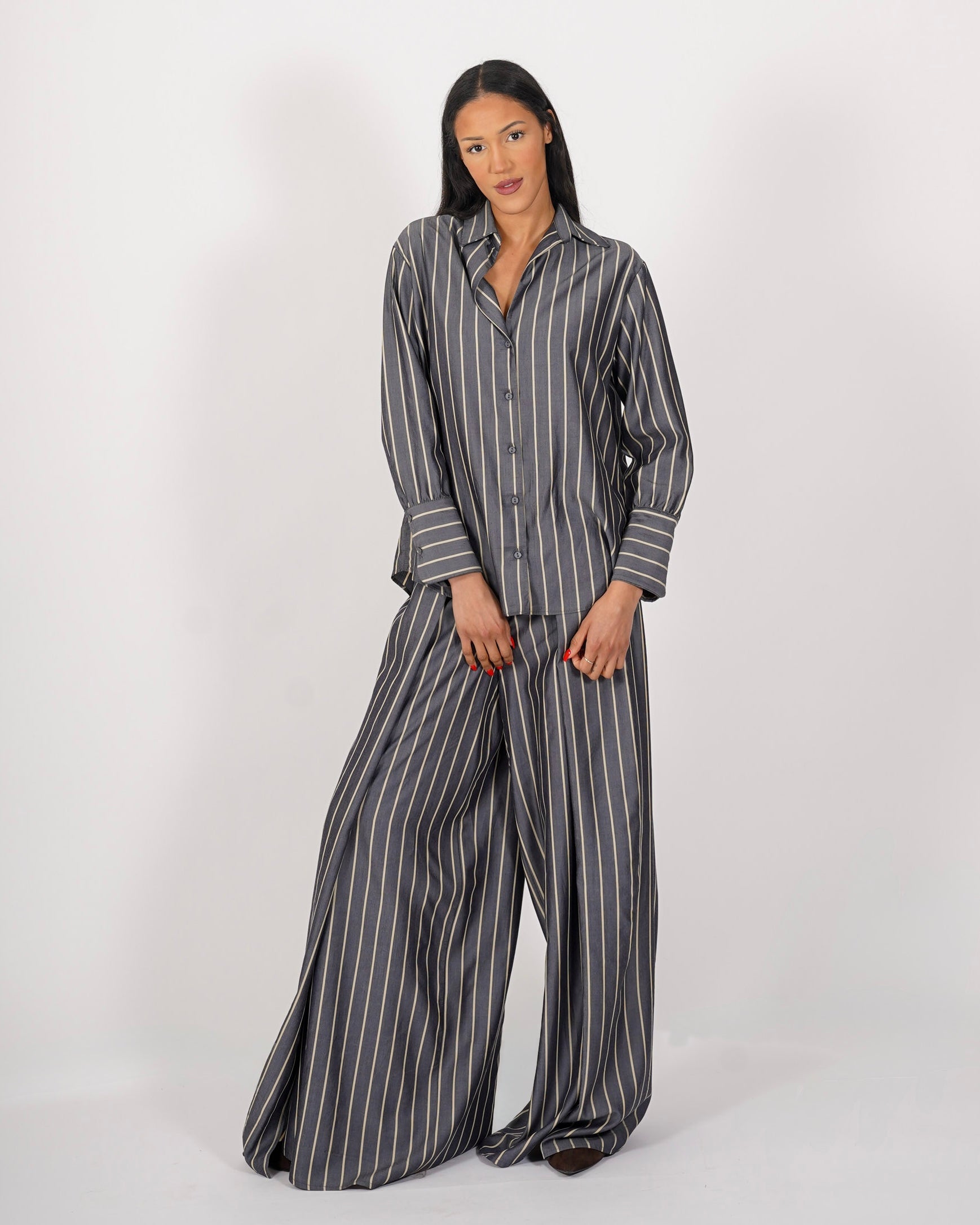 Pantaloni con baschina e gamba larga - Giuditta