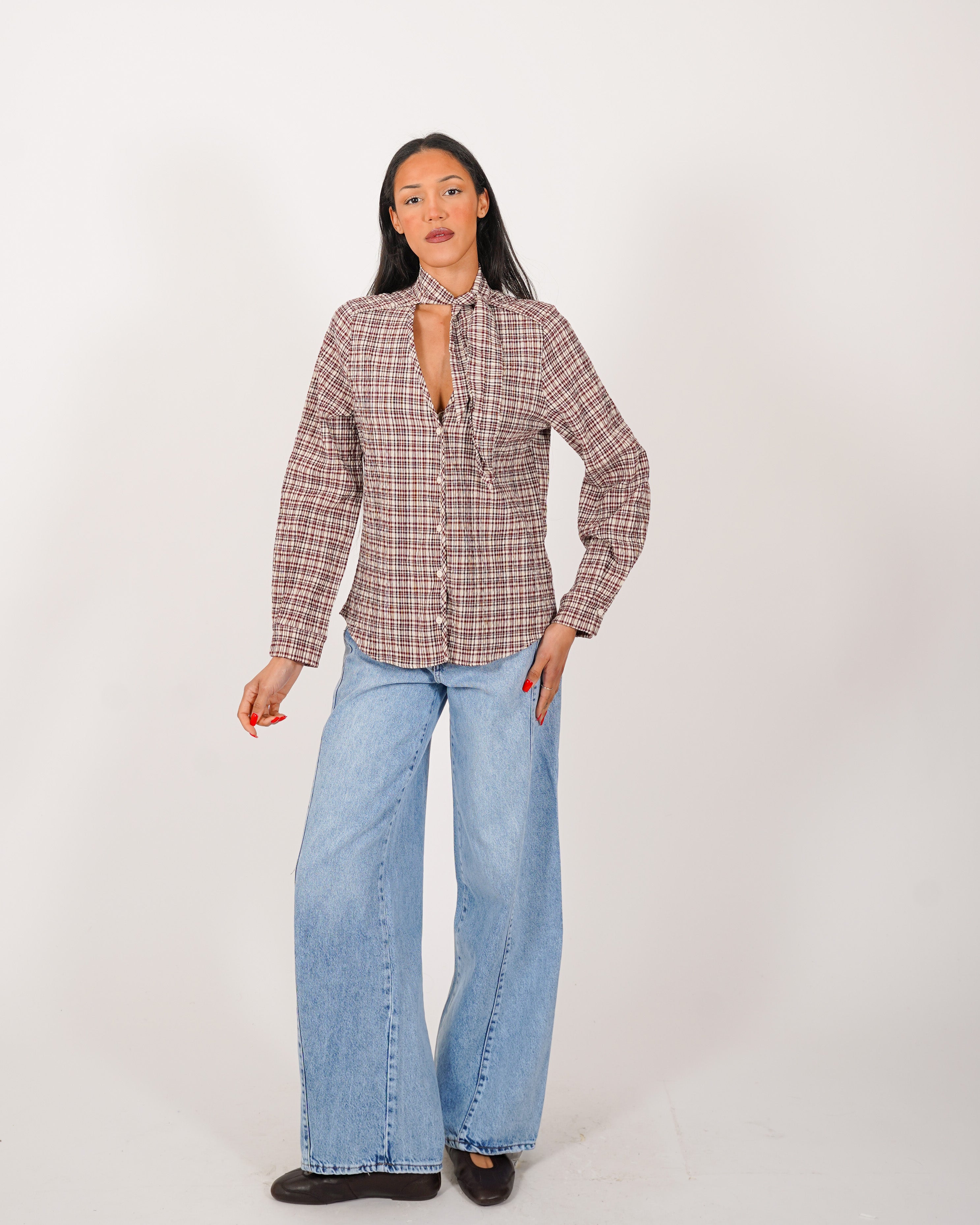 Camicia con fiocco rigata - Biondina