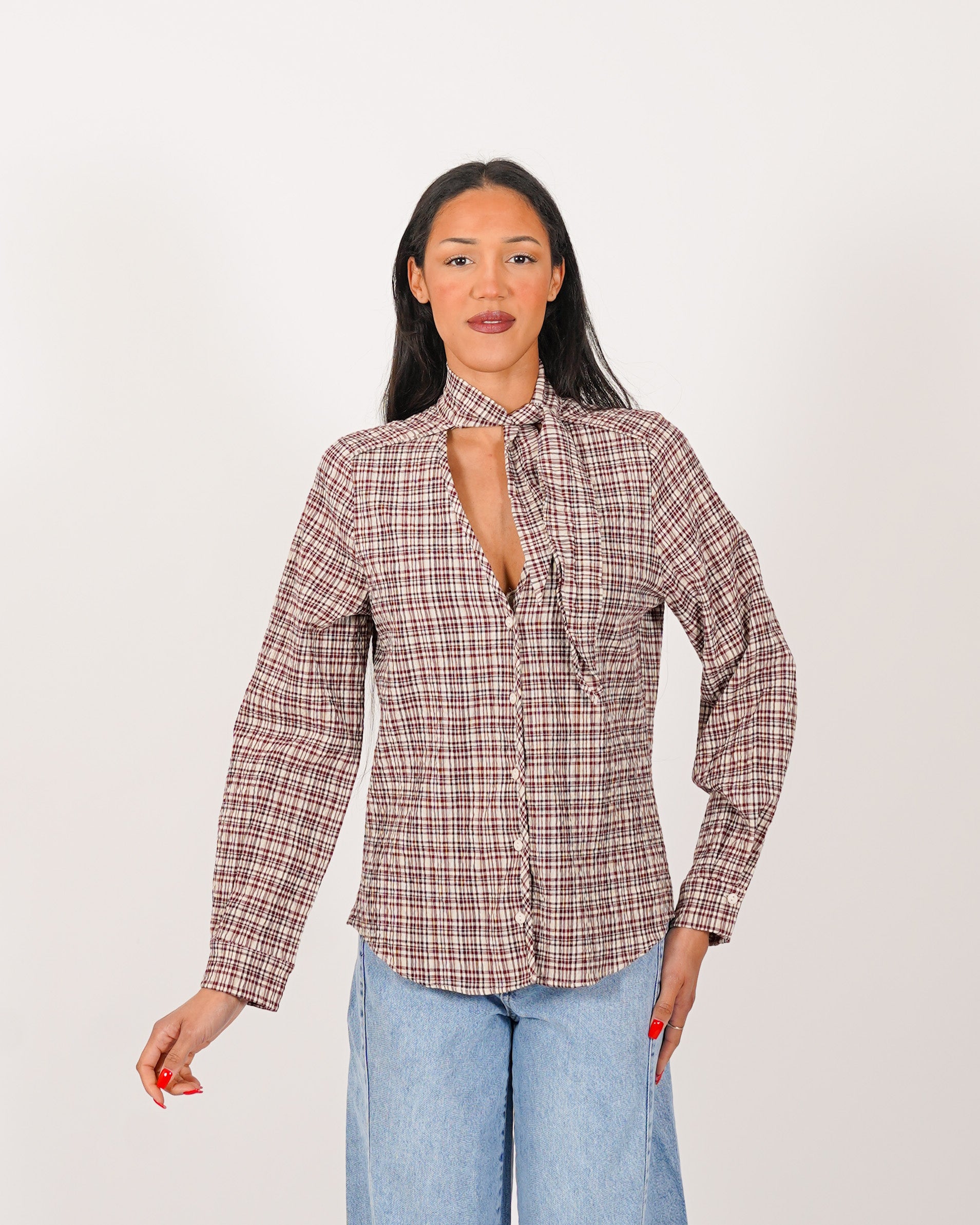 Camicia con fiocco rigata - Biondina