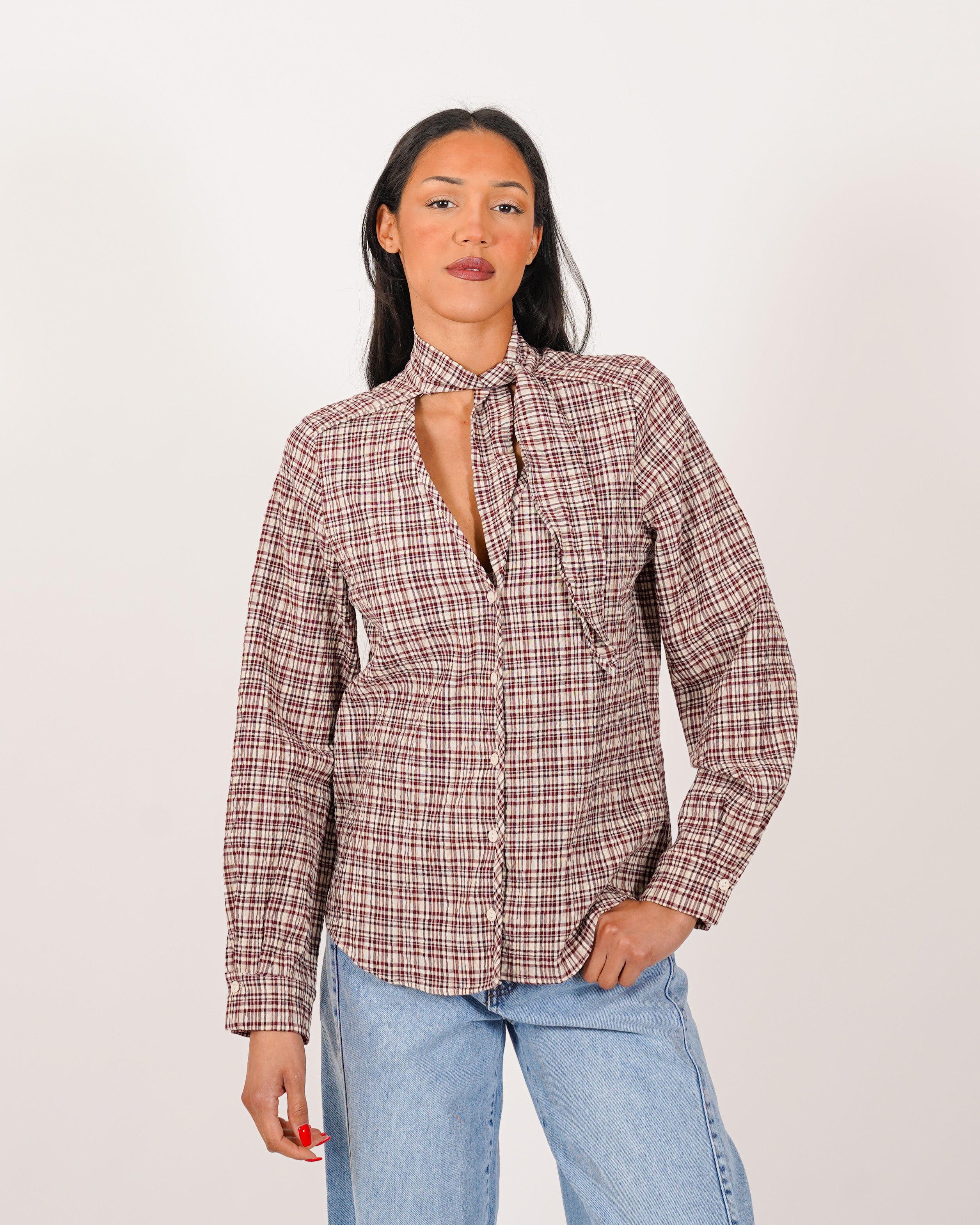 Camicia con fiocco rigata - Biondina