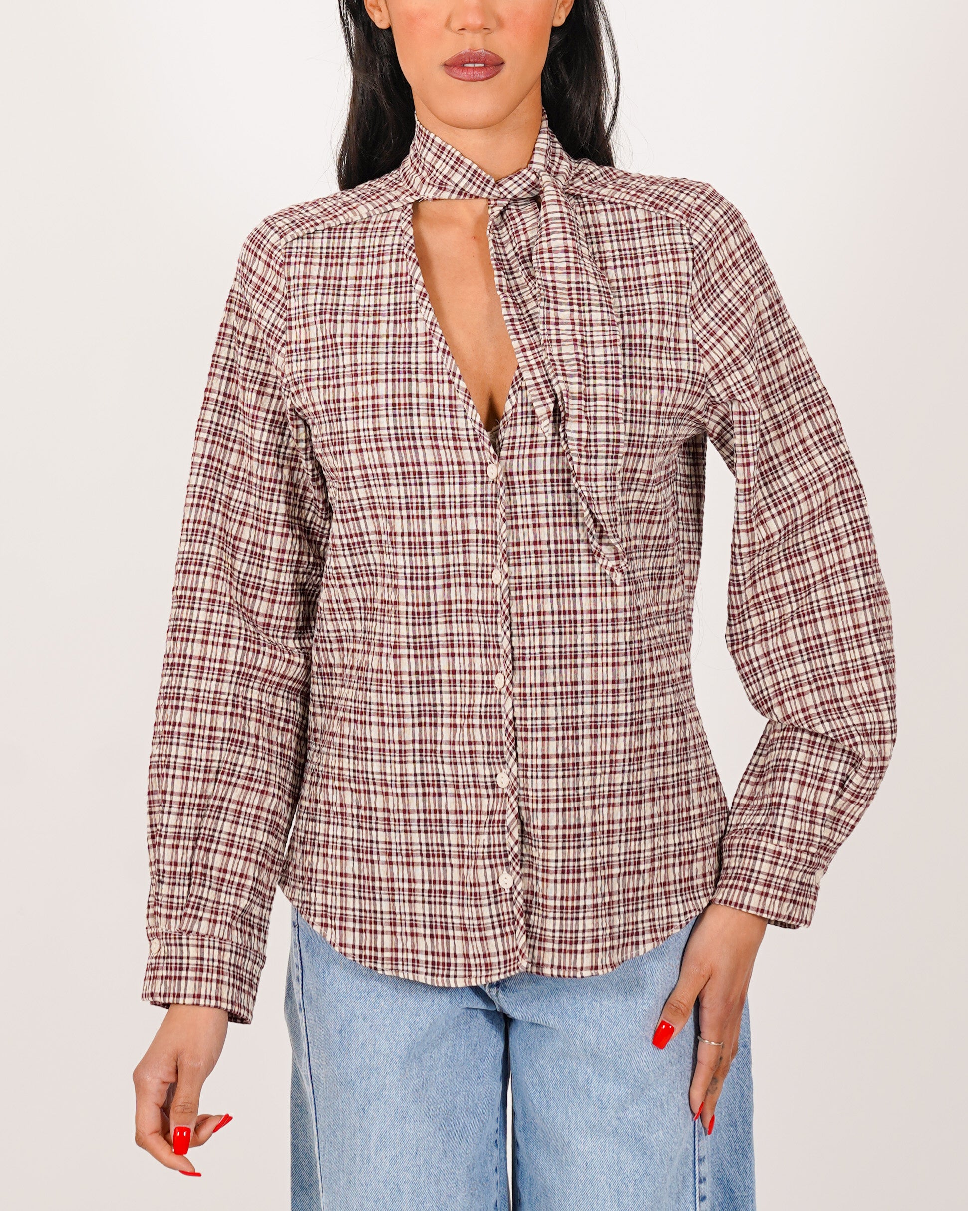 Camicia con fiocco rigata - Biondina