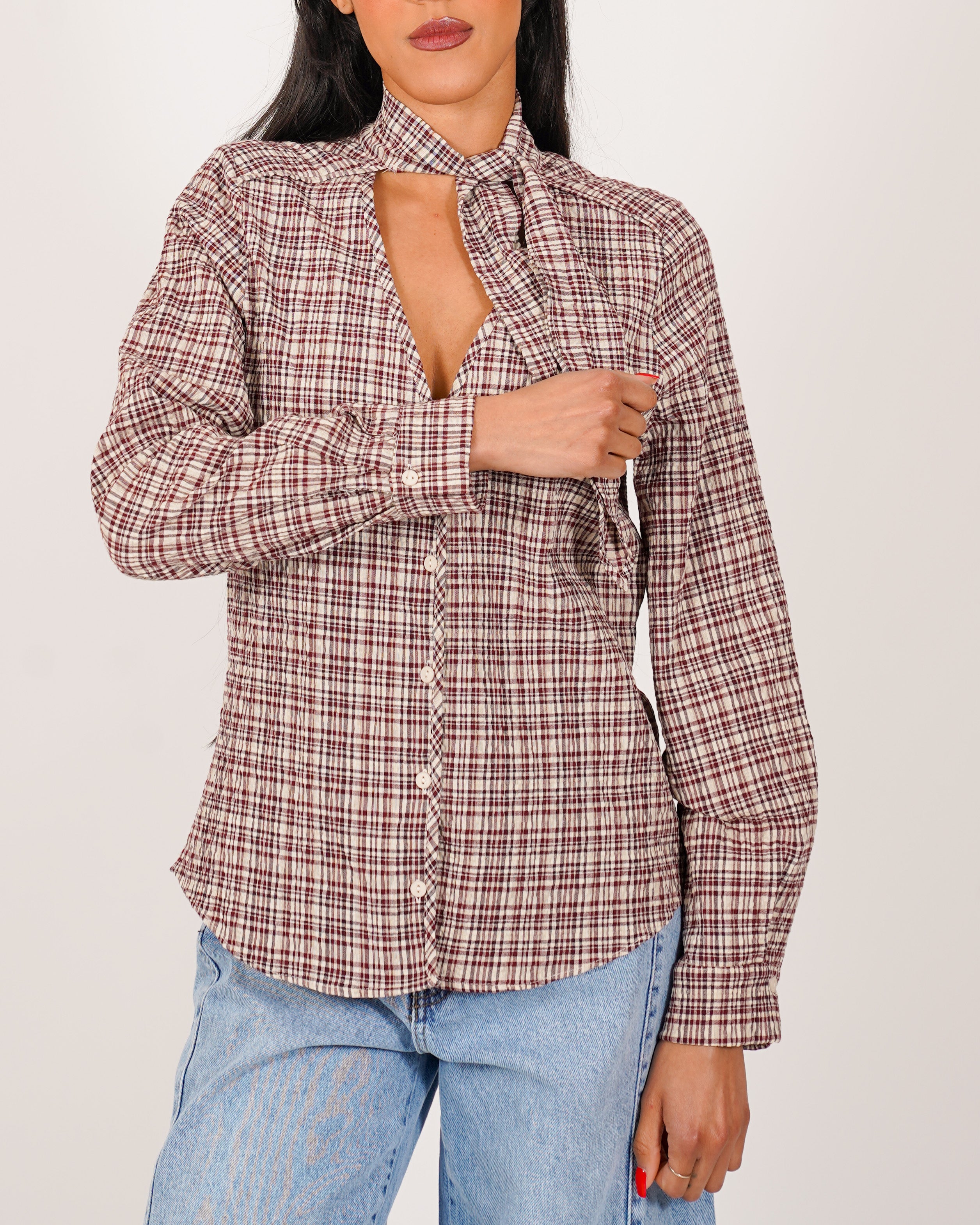 Camicia con fiocco rigata - Biondina