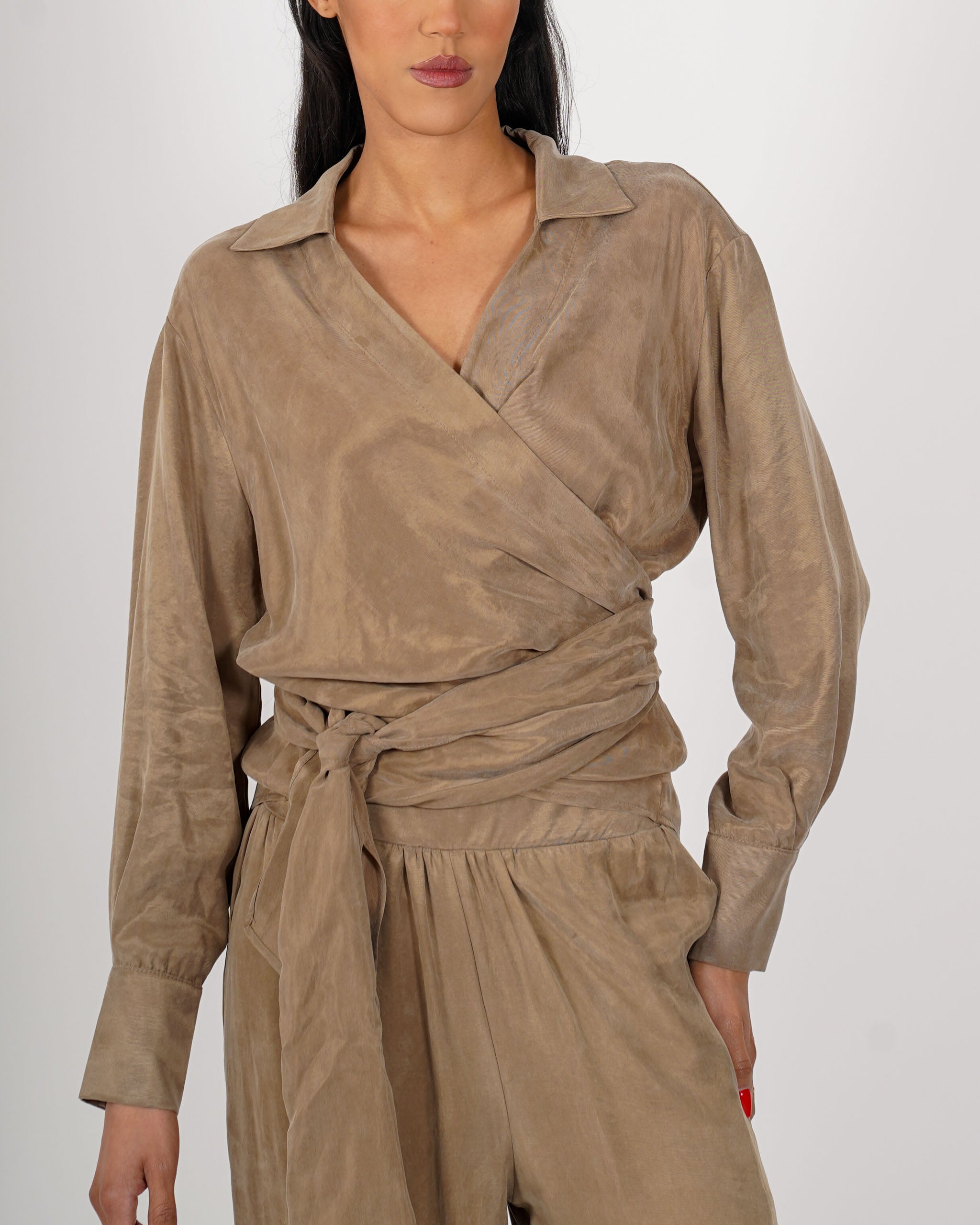 Blusa ad incrocio in tessuto fluido con Fiocco - Bonafede