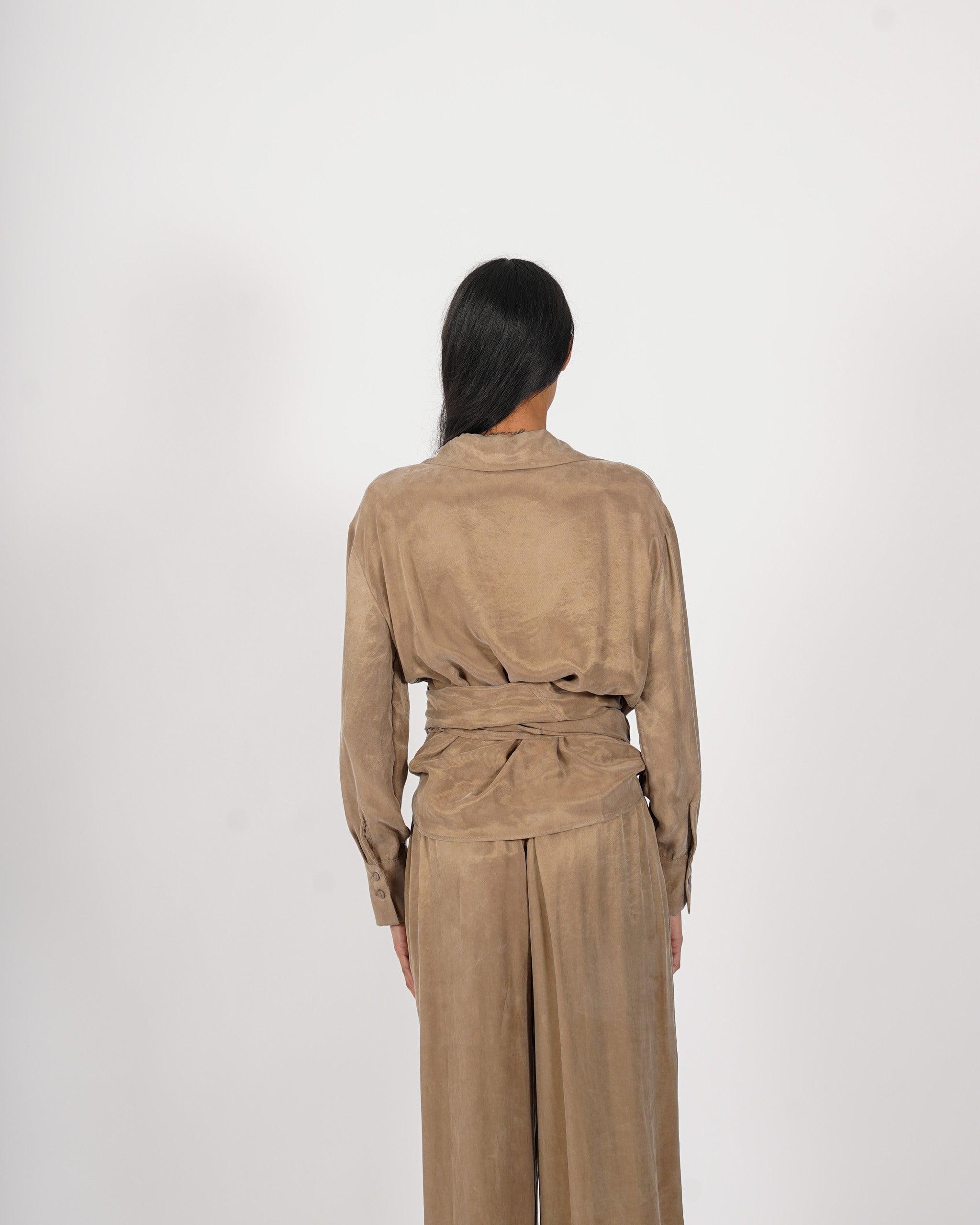 Blusa ad incrocio in tessuto fluido con Fiocco - Bonafede