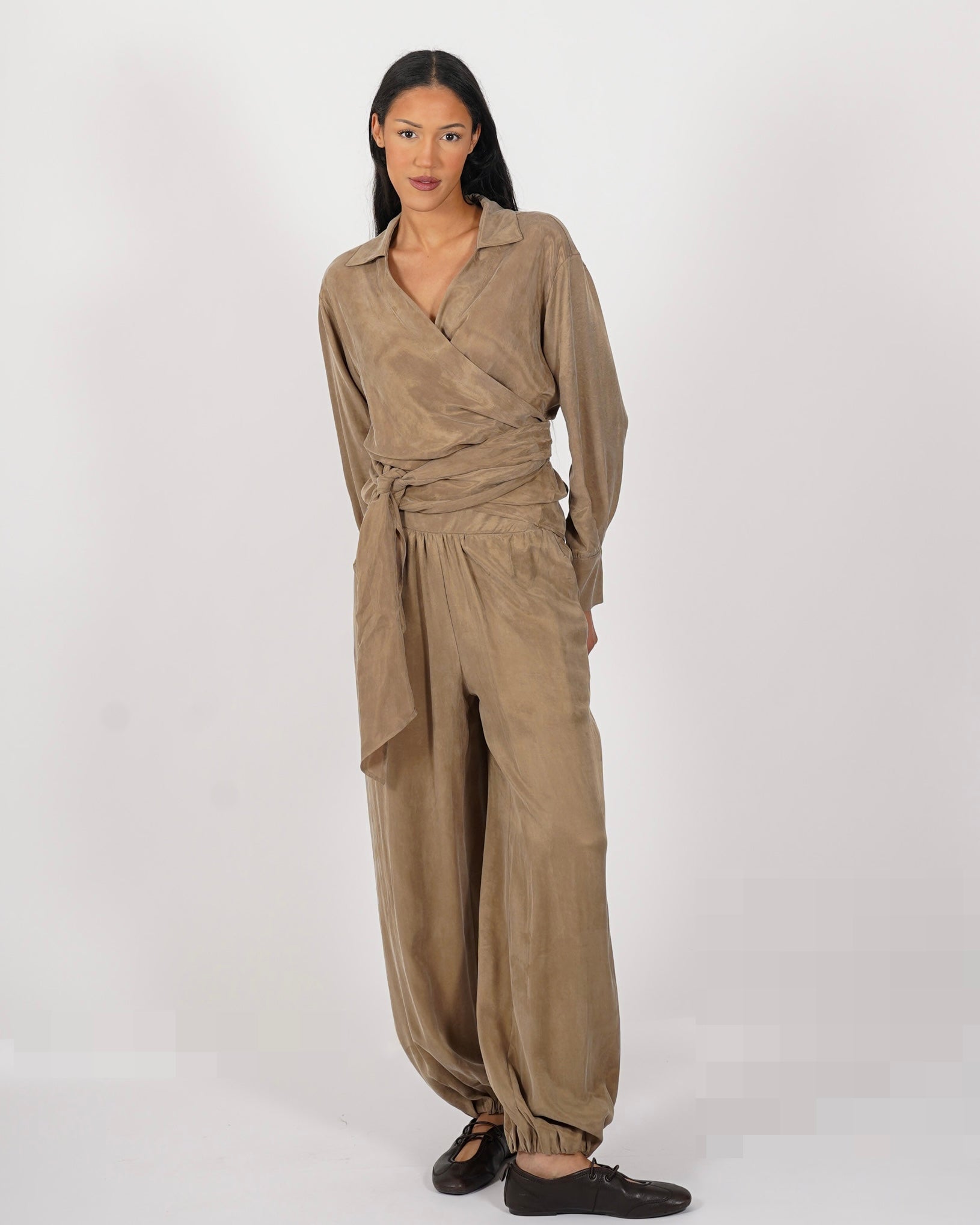 Blusa ad incrocio in tessuto fluido con Fiocco - Bonafede