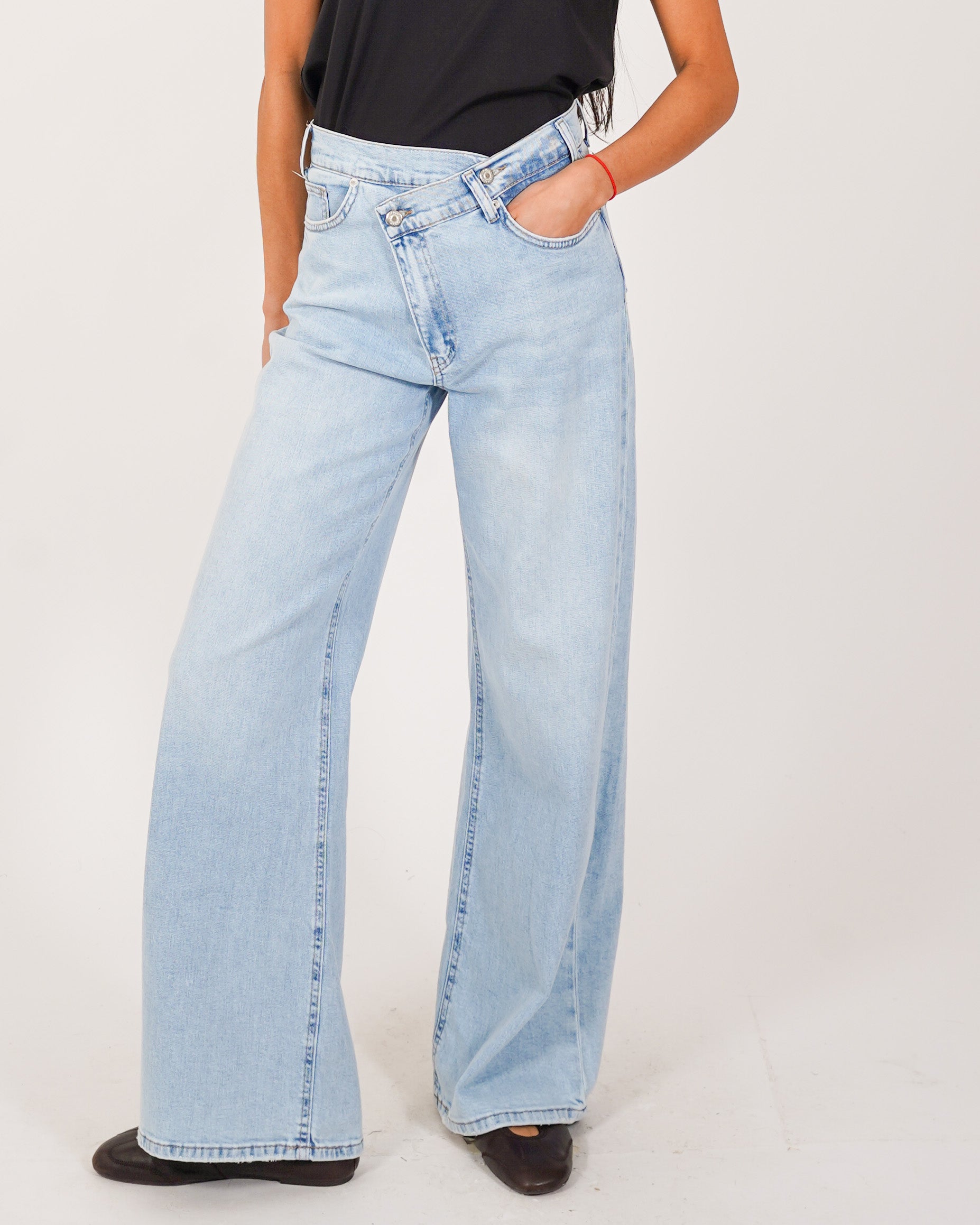 Jeans con dettaglio regular fit in tela denim - Ferita