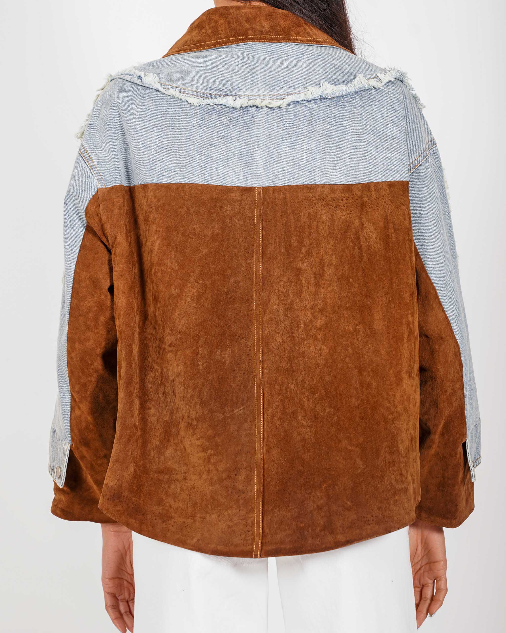 Giacca jeans con inserti in ecocamoscio - Siria