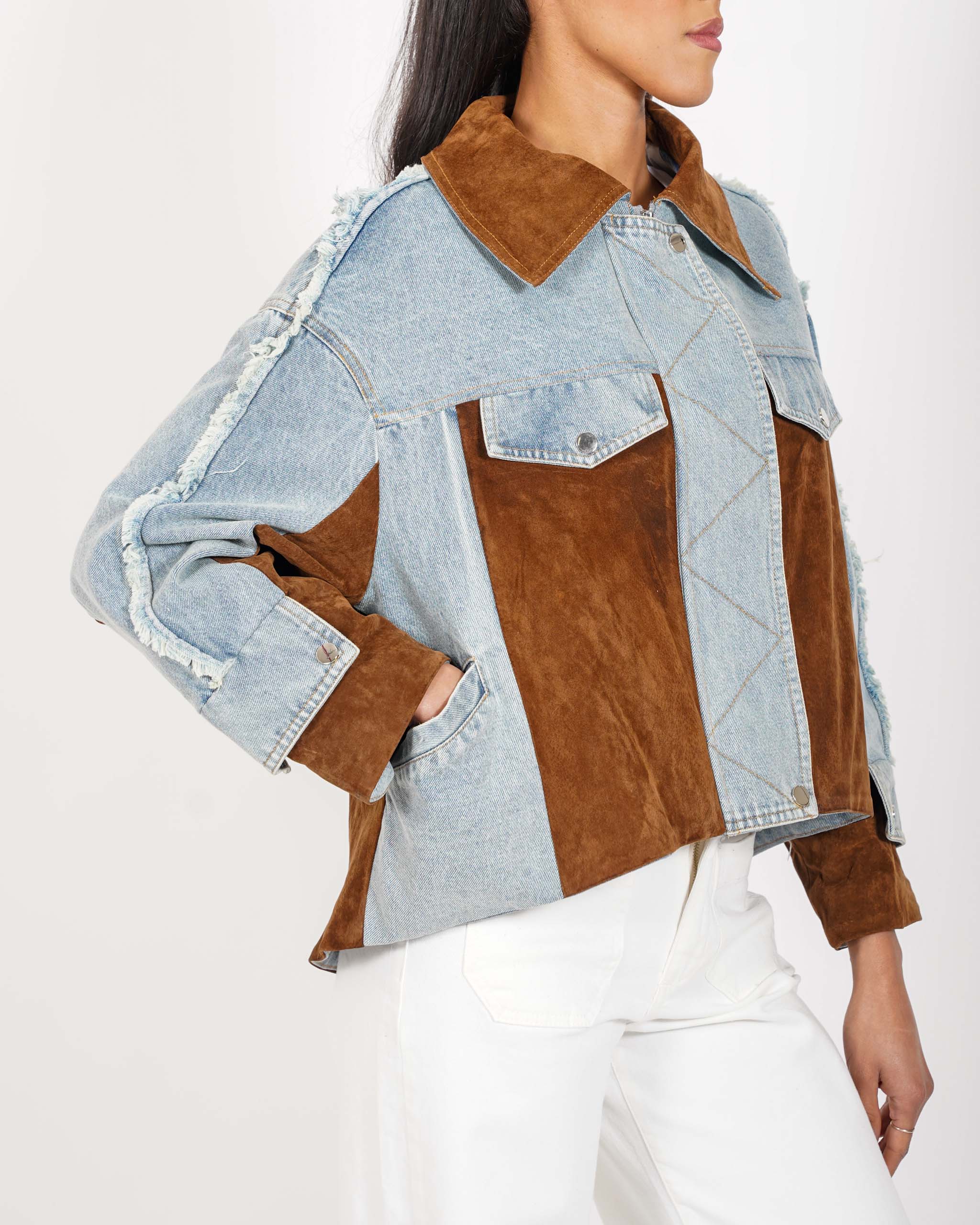 Giacca jeans con inserti in ecocamoscio - Siria