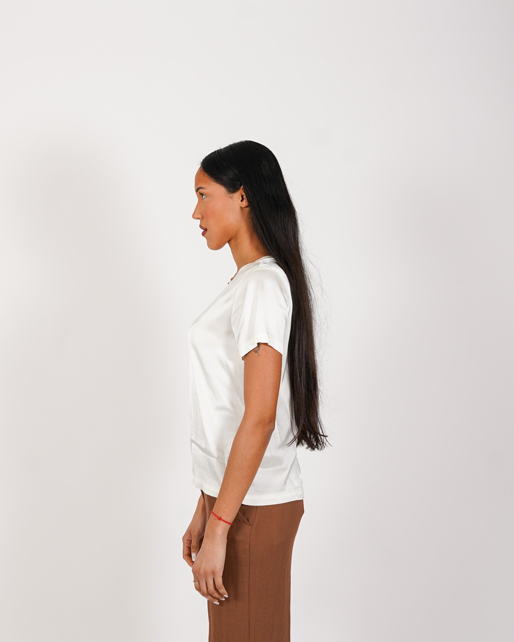 Blusa girocollo mezza manica in raso - Rewill