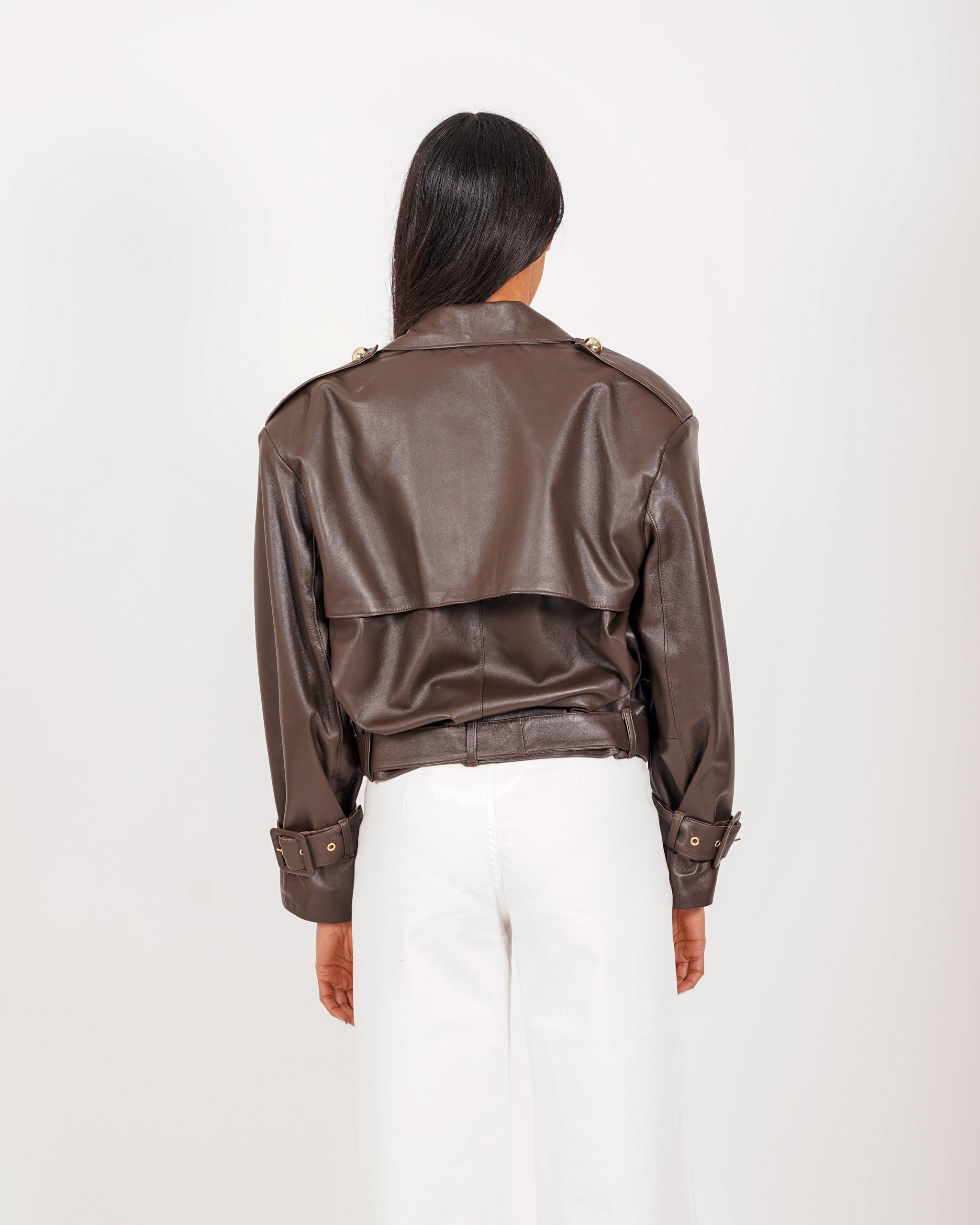 Bomber doppio petto con cintura in pelle - Malene