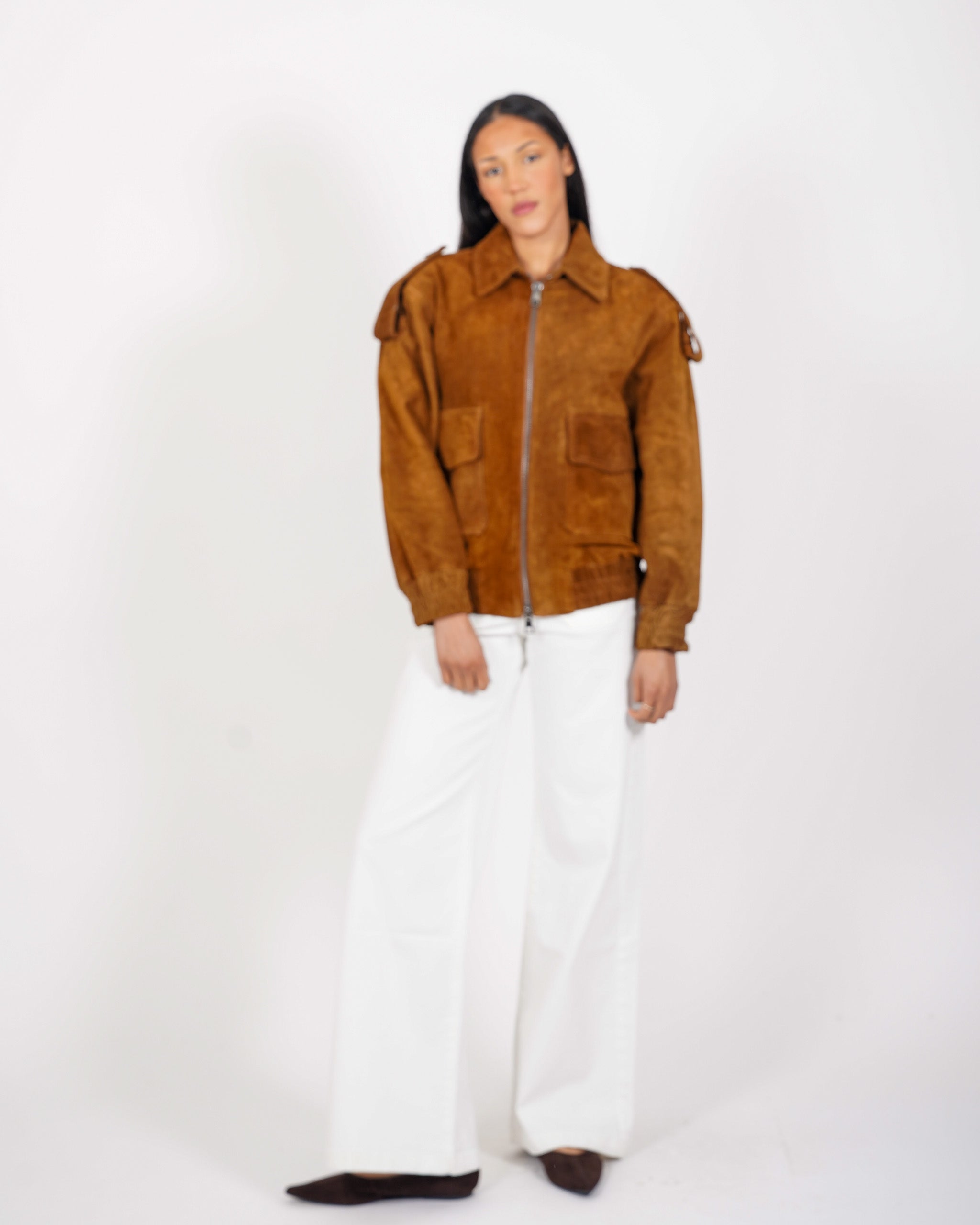 Bomber over con zip in pelle - Gabrielle/P