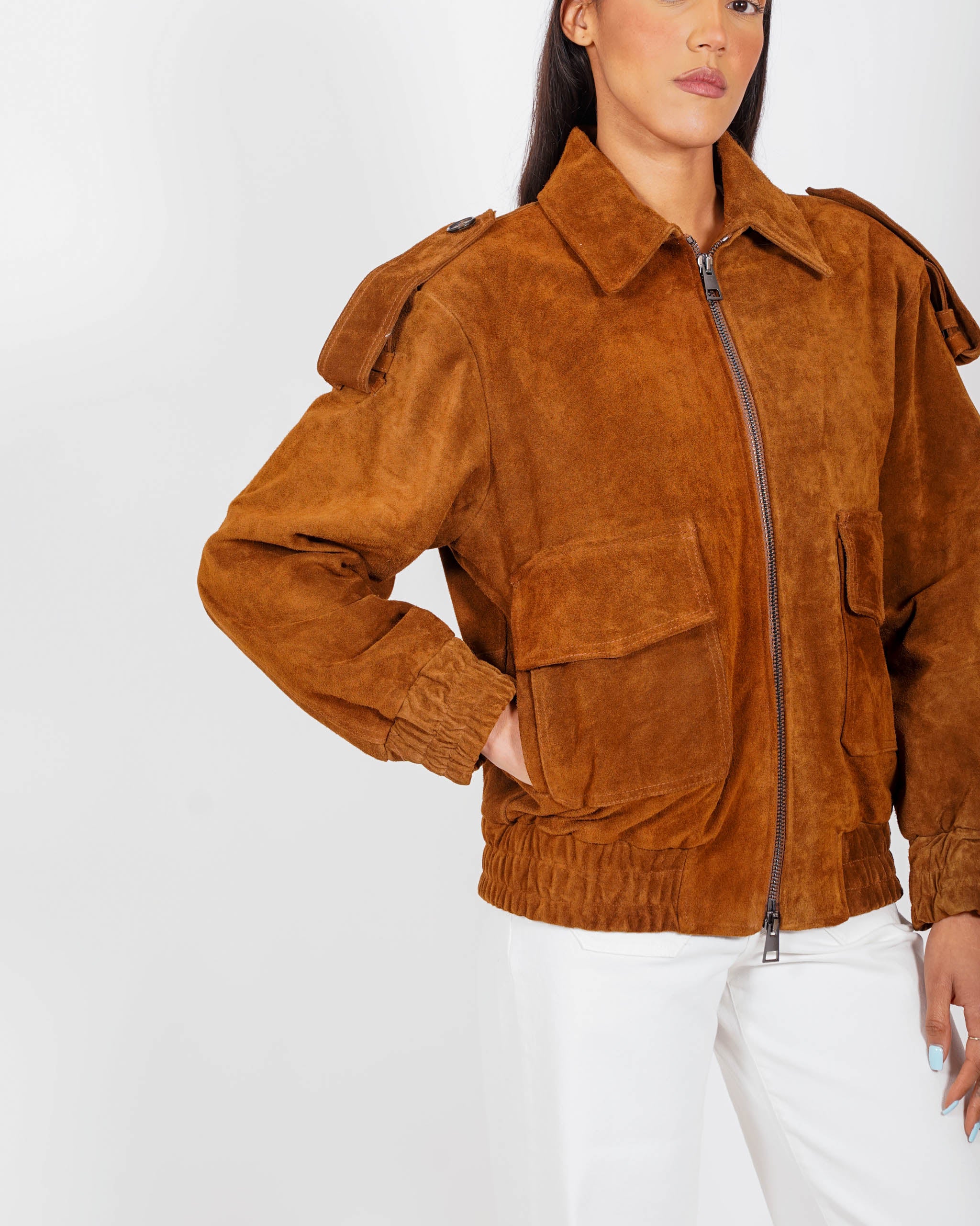 Bomber over con zip in pelle - Gabrielle/P