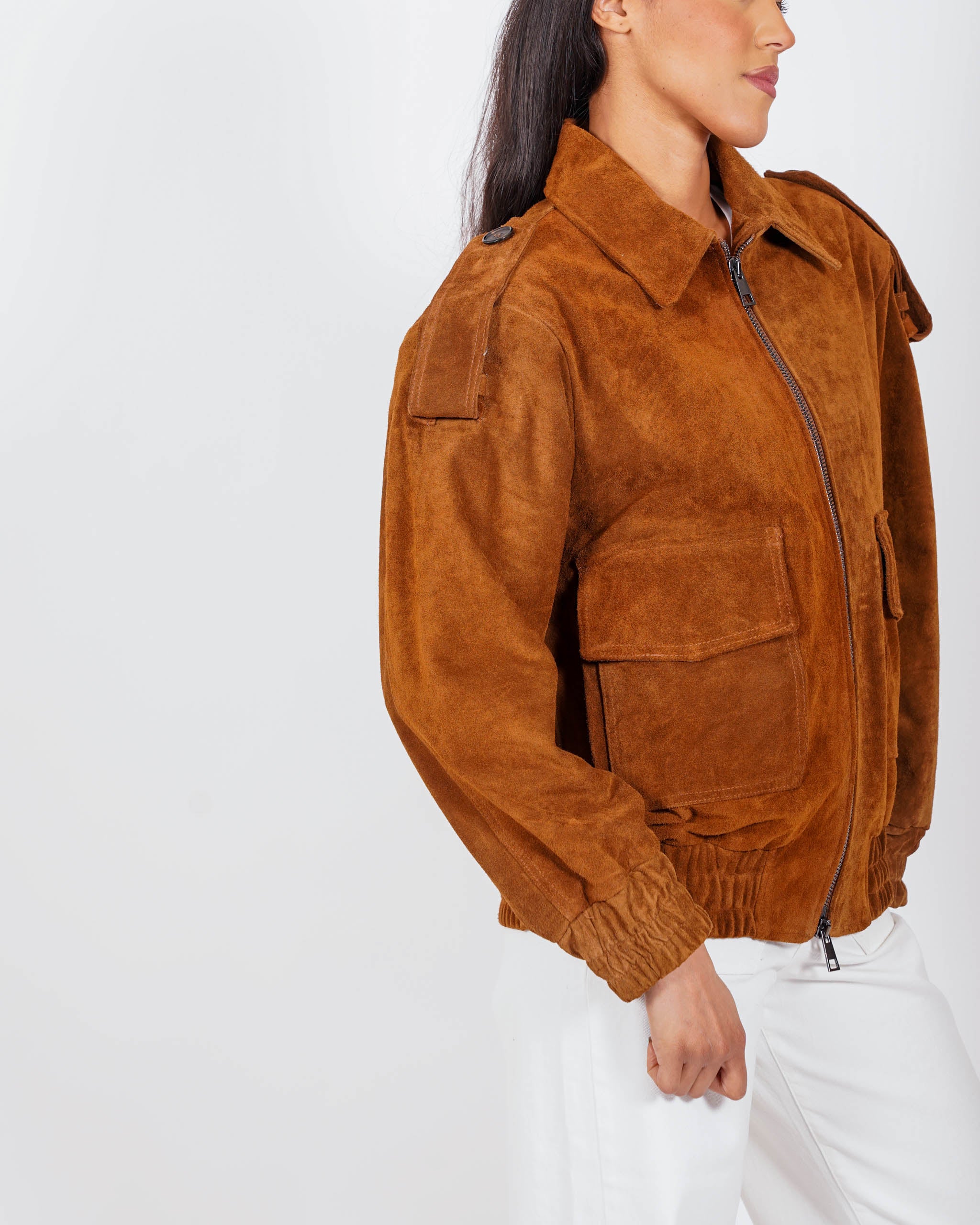 Bomber over con zip in pelle - Gabrielle/P