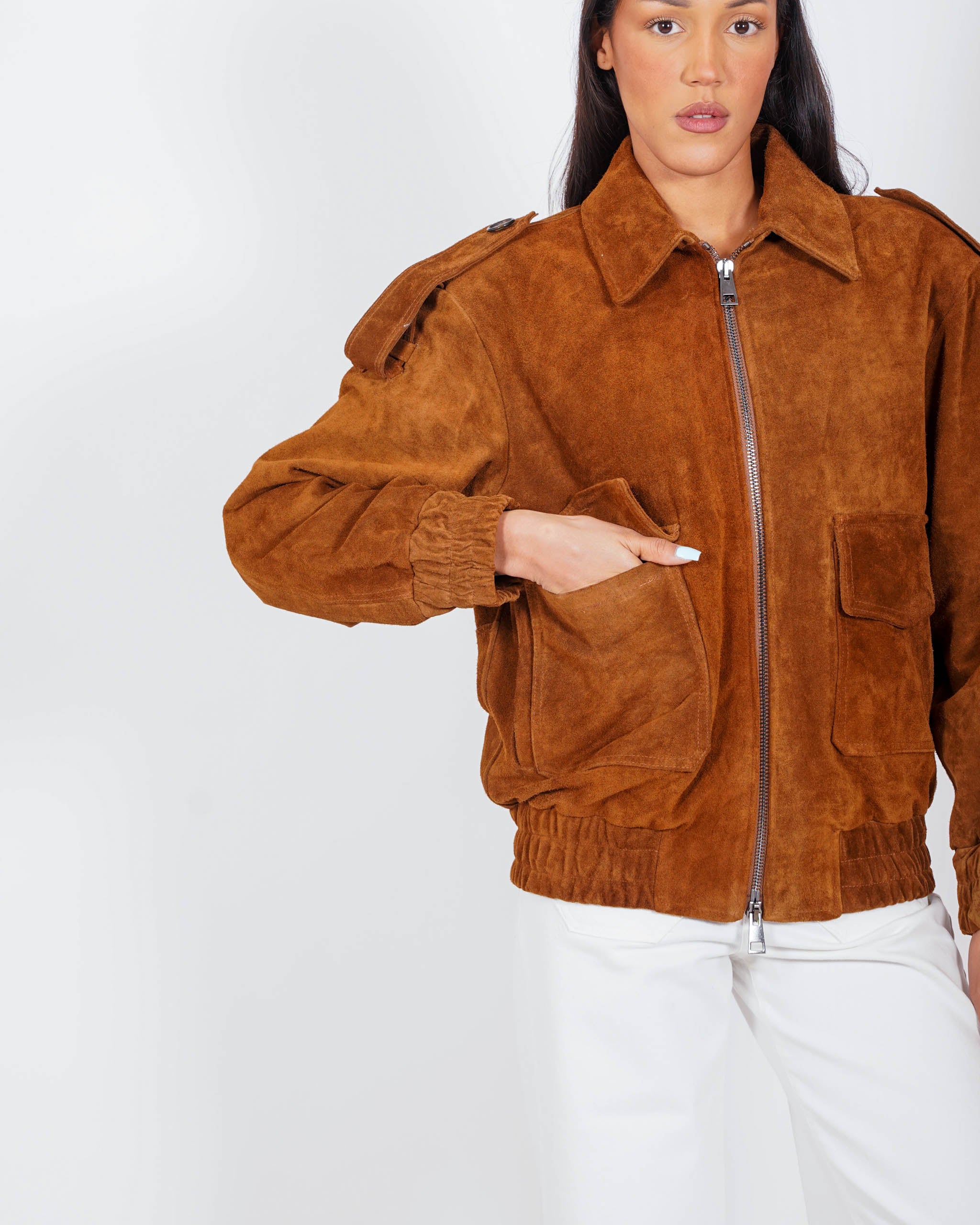 Bomber over con zip in pelle - Gabrielle/P