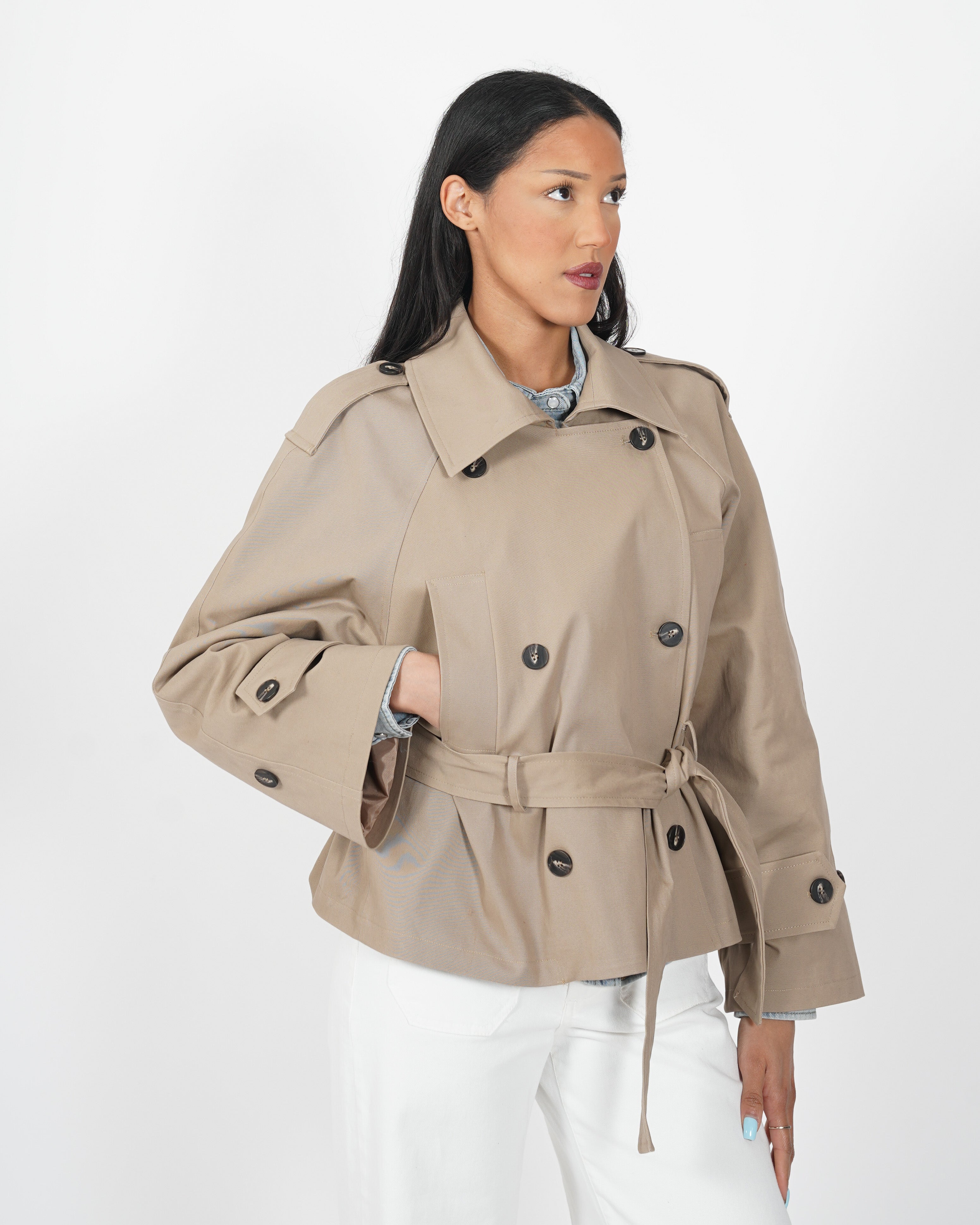 Trench doppiopetto in cotone - Violetta