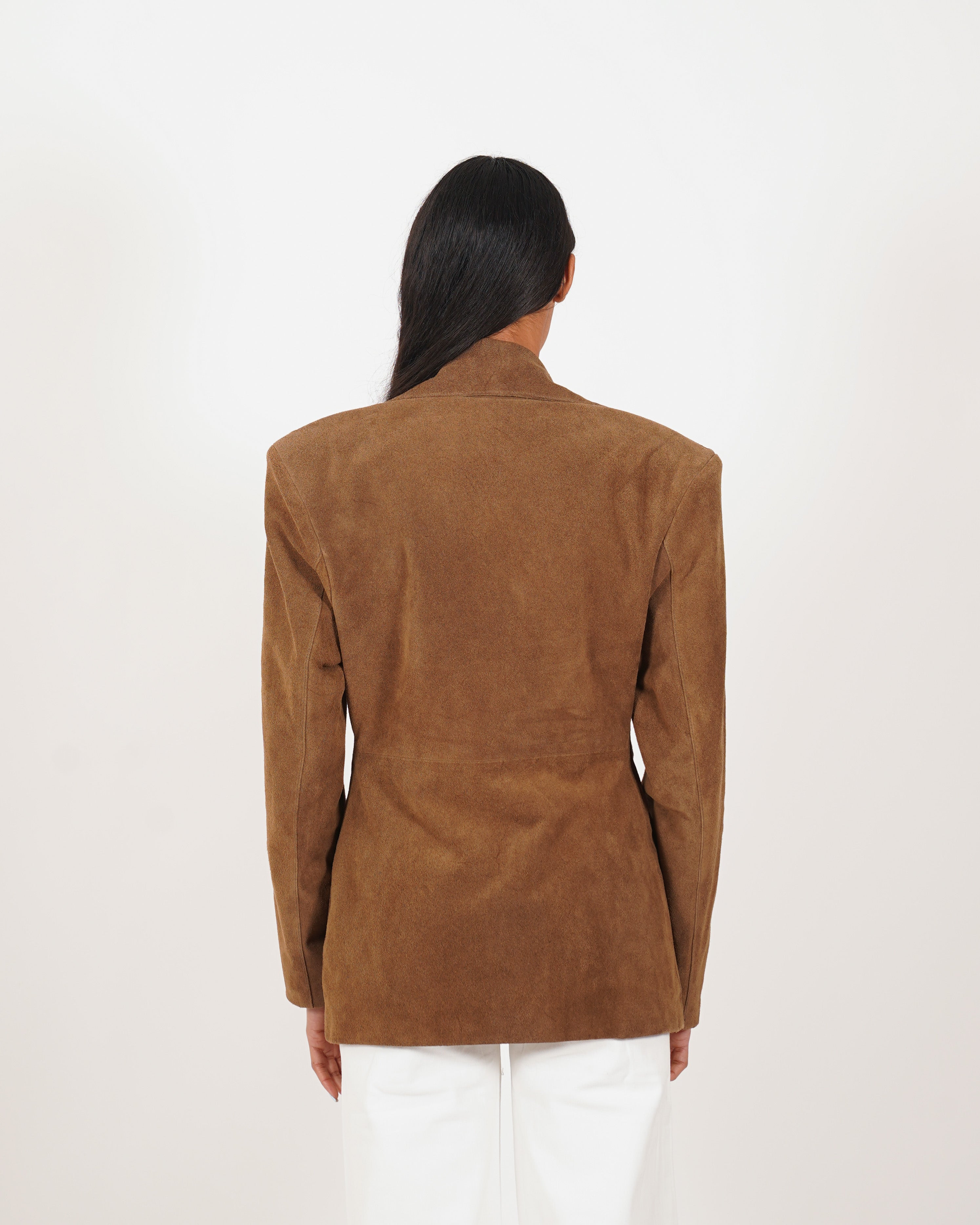 Blazer monopetto con spalla over in crosta vintage - Latente