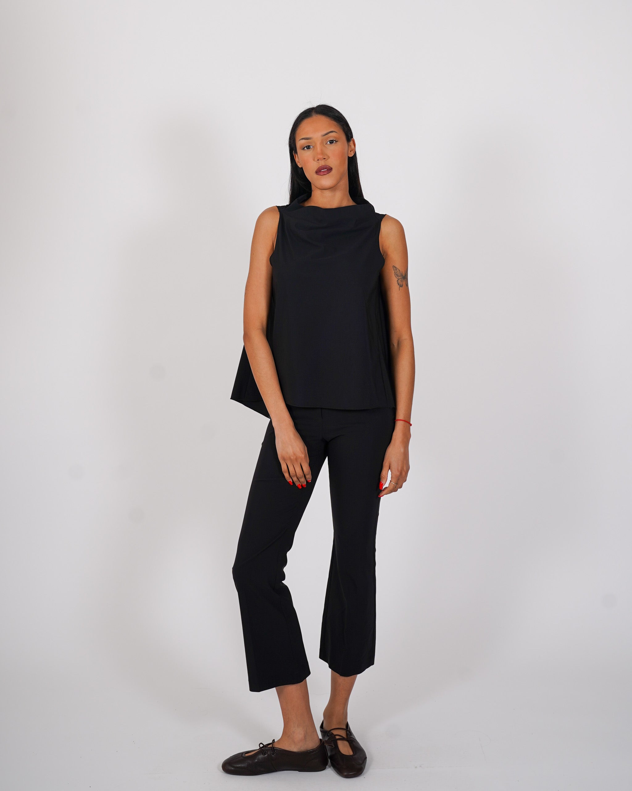 Blusa smanicata in bengalina stretch - Tricella