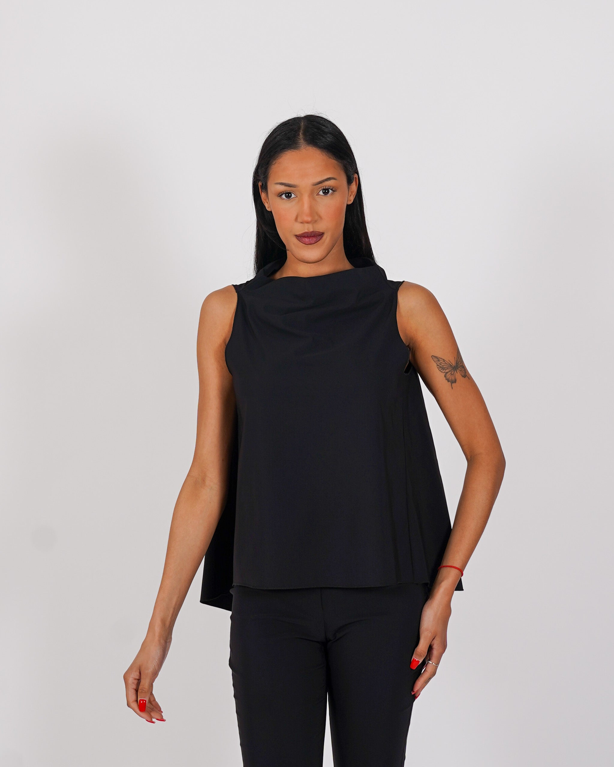 Blusa smanicata in bengalina stretch - Tricella