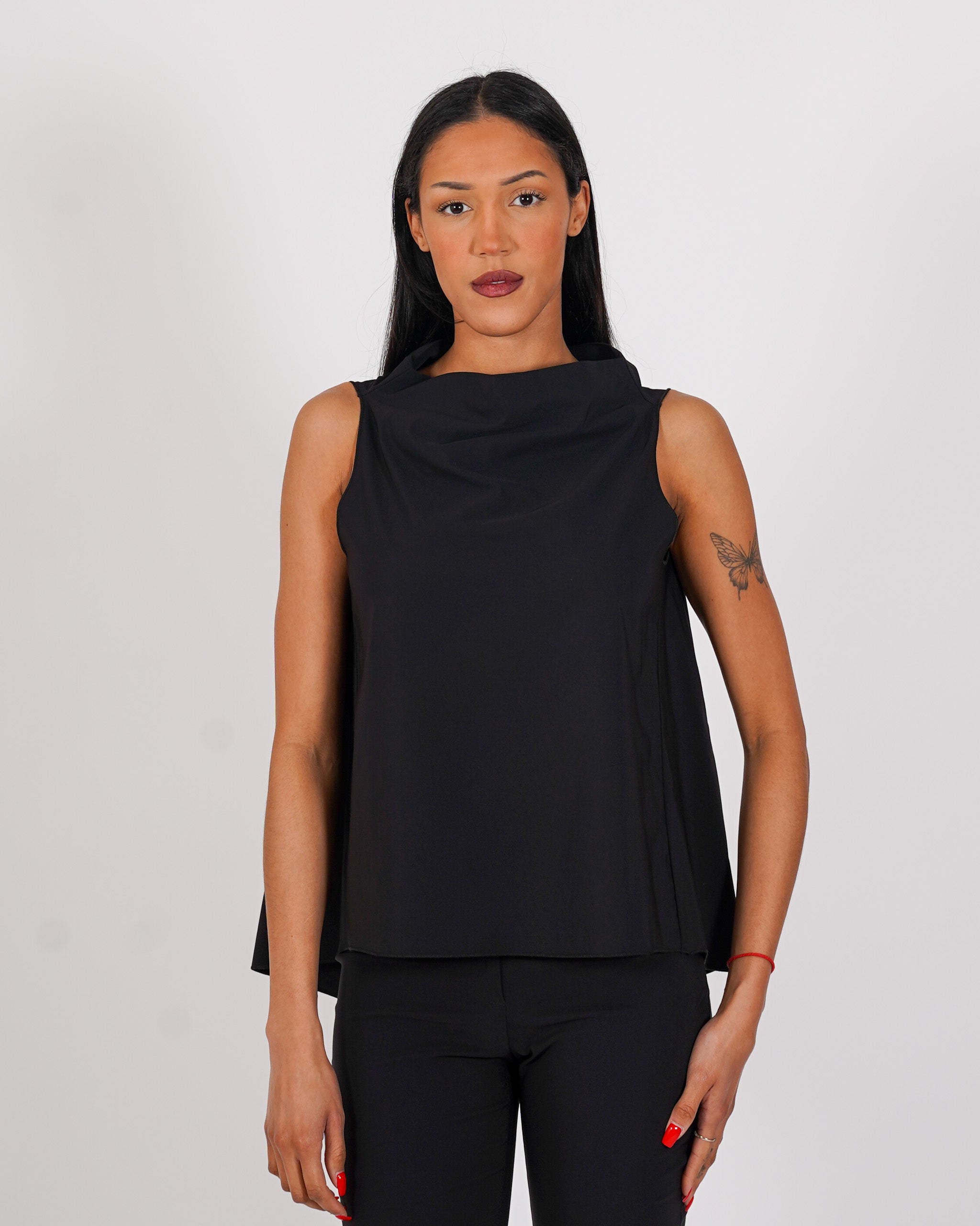Blusa smanicata in bengalina stretch - Tricella
