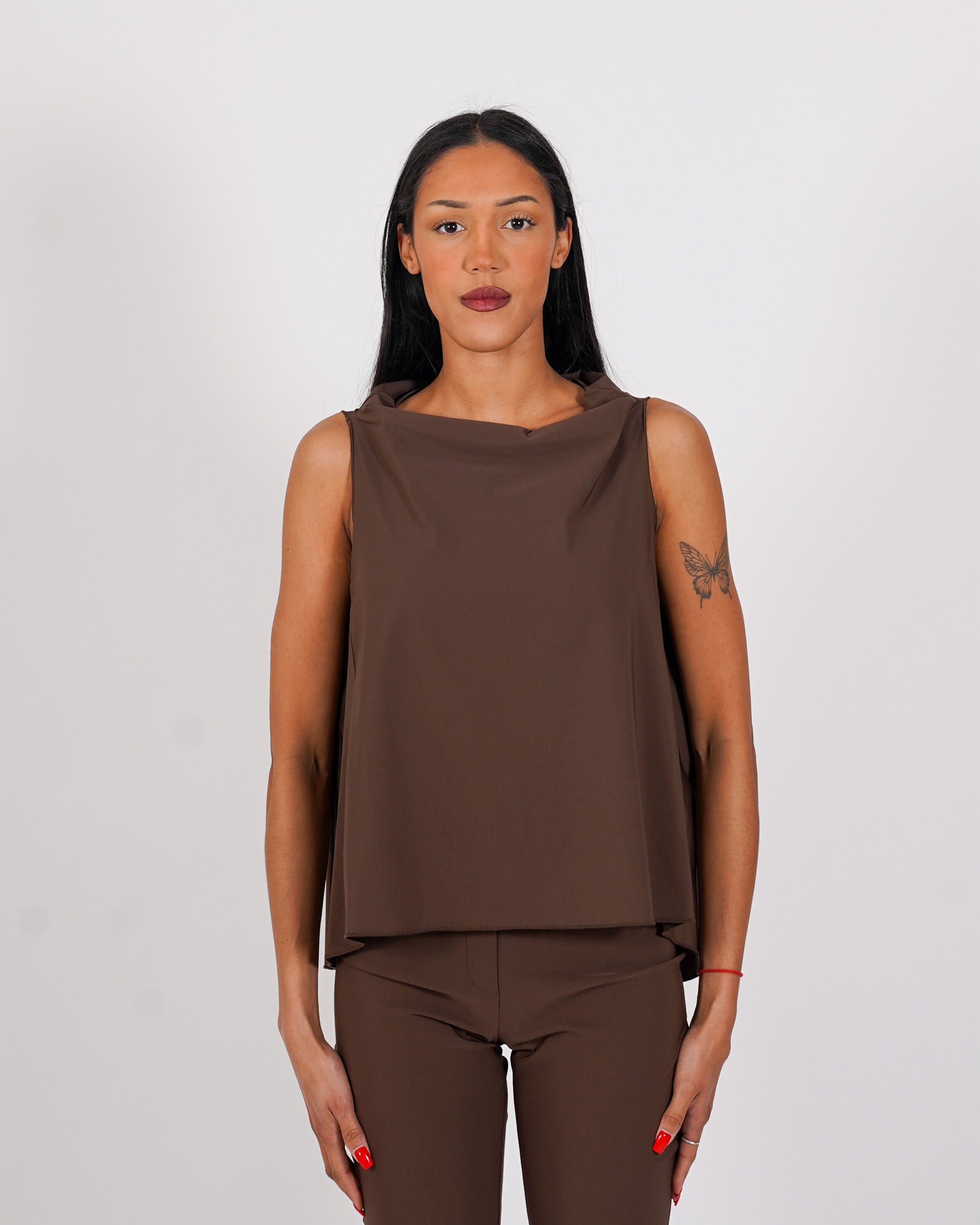 Blusa smanicata in bengalina stretch - Tricella
