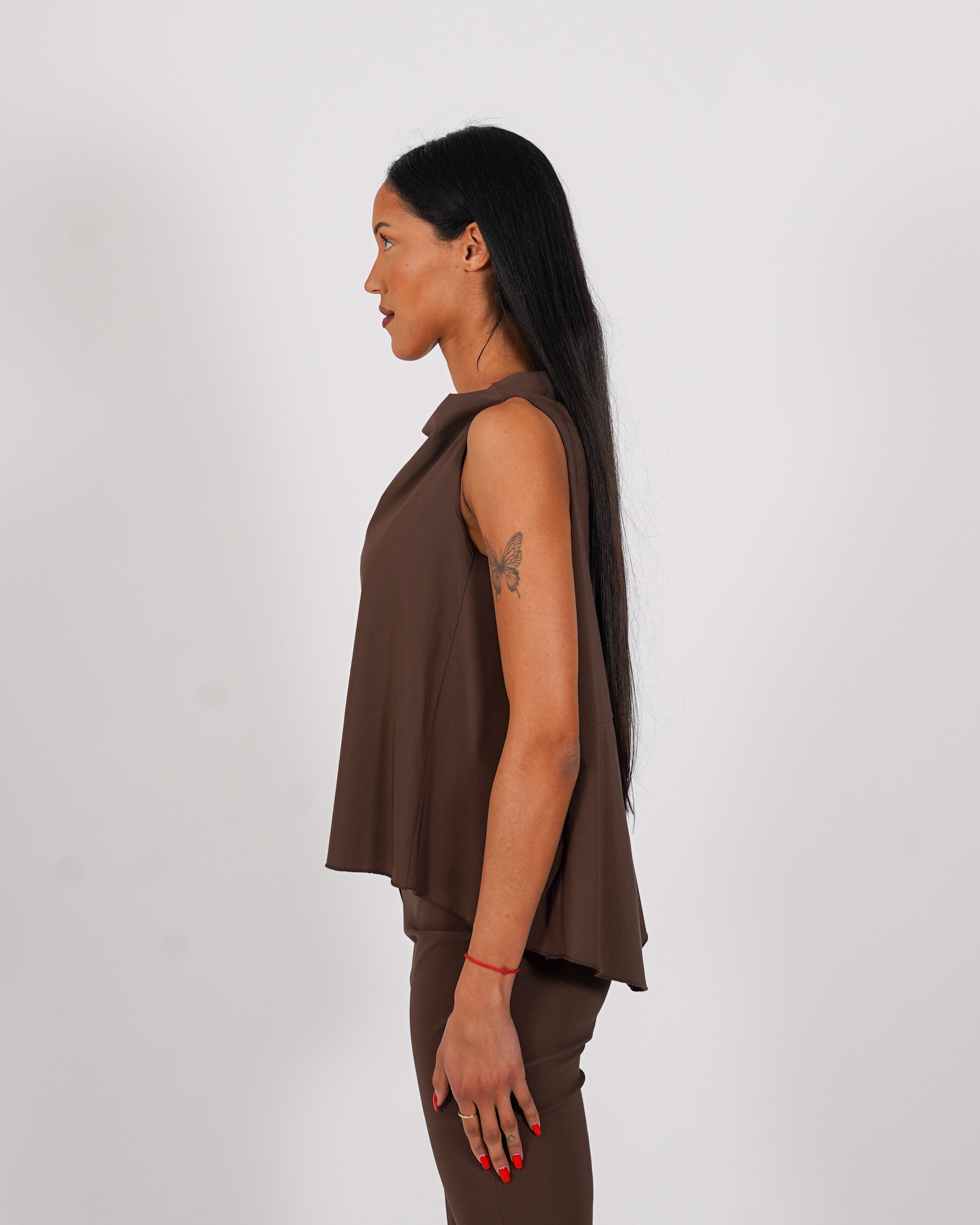 Blusa smanicata in bengalina stretch - Tricella
