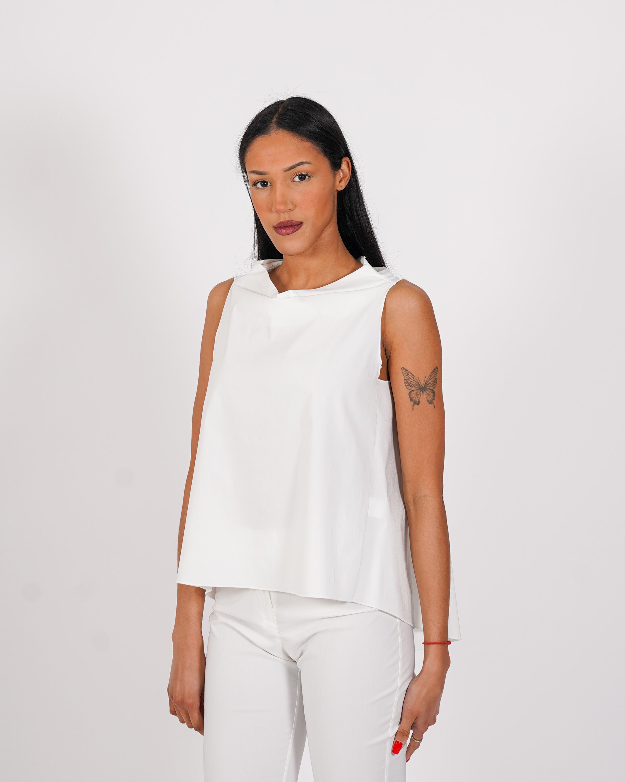 Blusa smanicata in bengalina stretch - Tricella