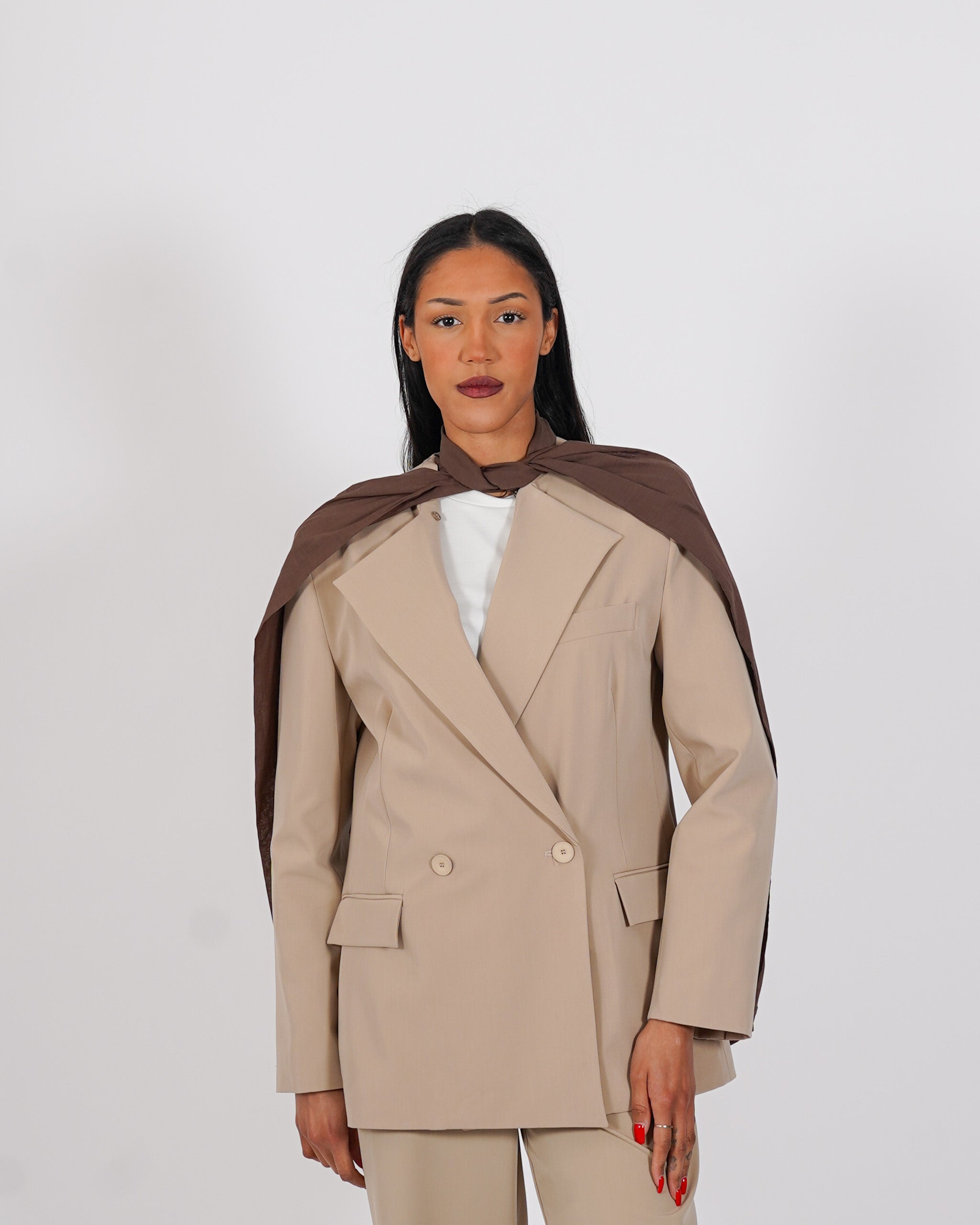 Giacca doppio petto con sciarpa - Urlata