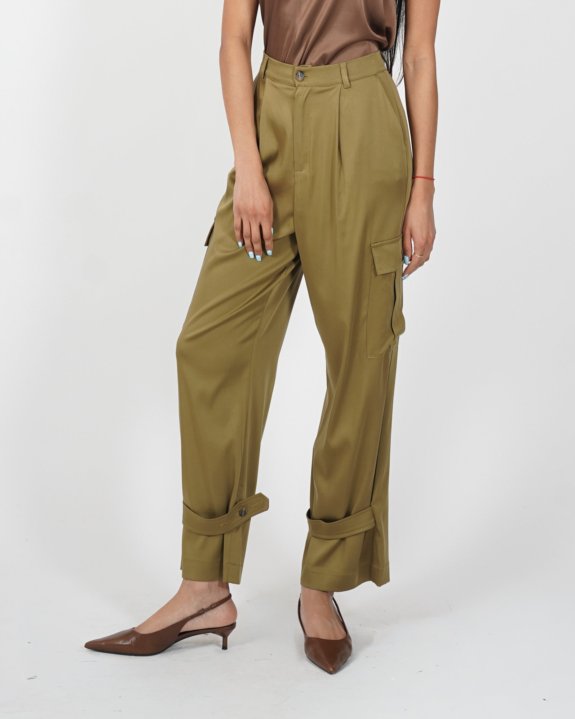 Pantaloni cargo in mano raso - Tirata