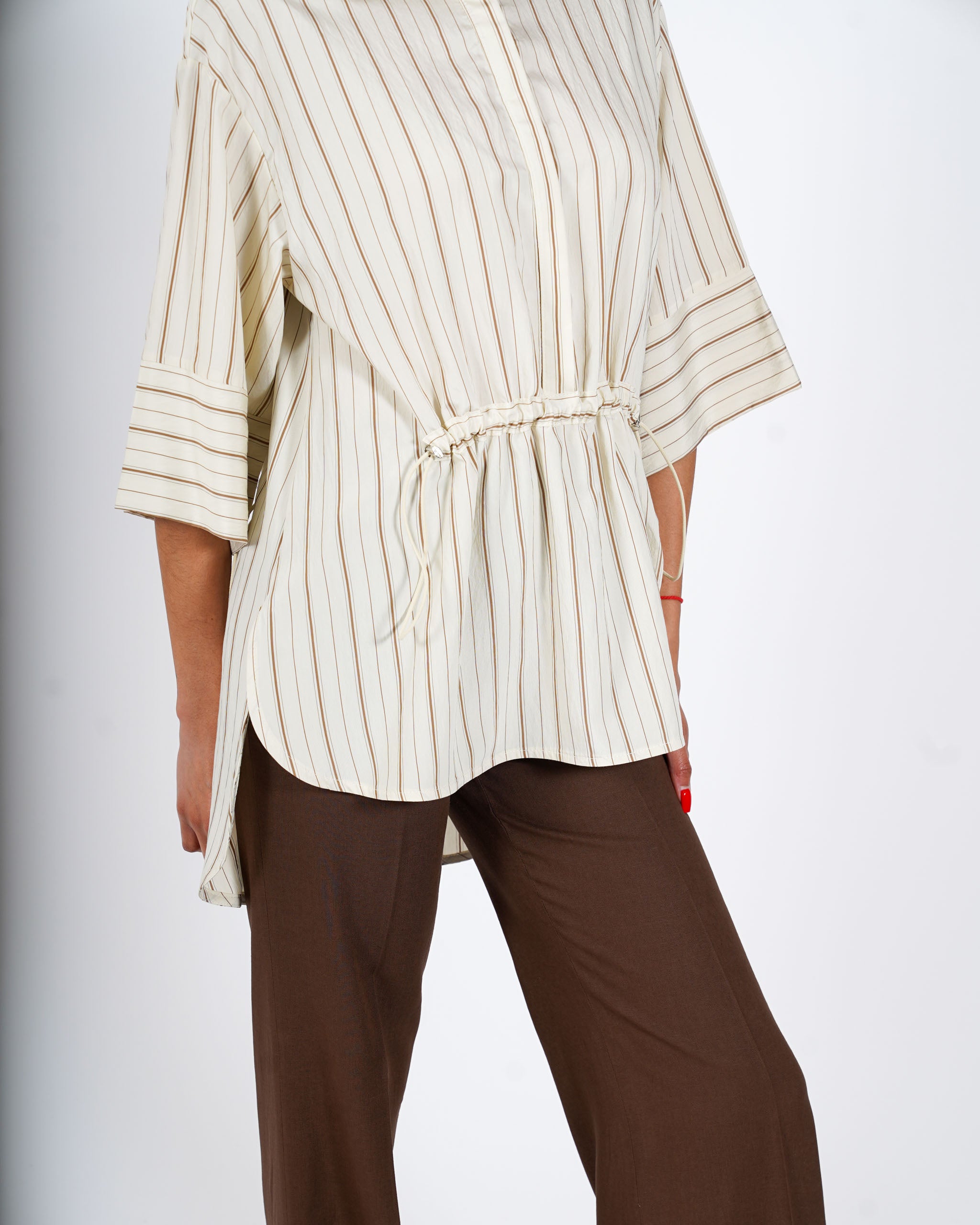 Blusa rigata manica 3/4 con coulisse - Clivia
