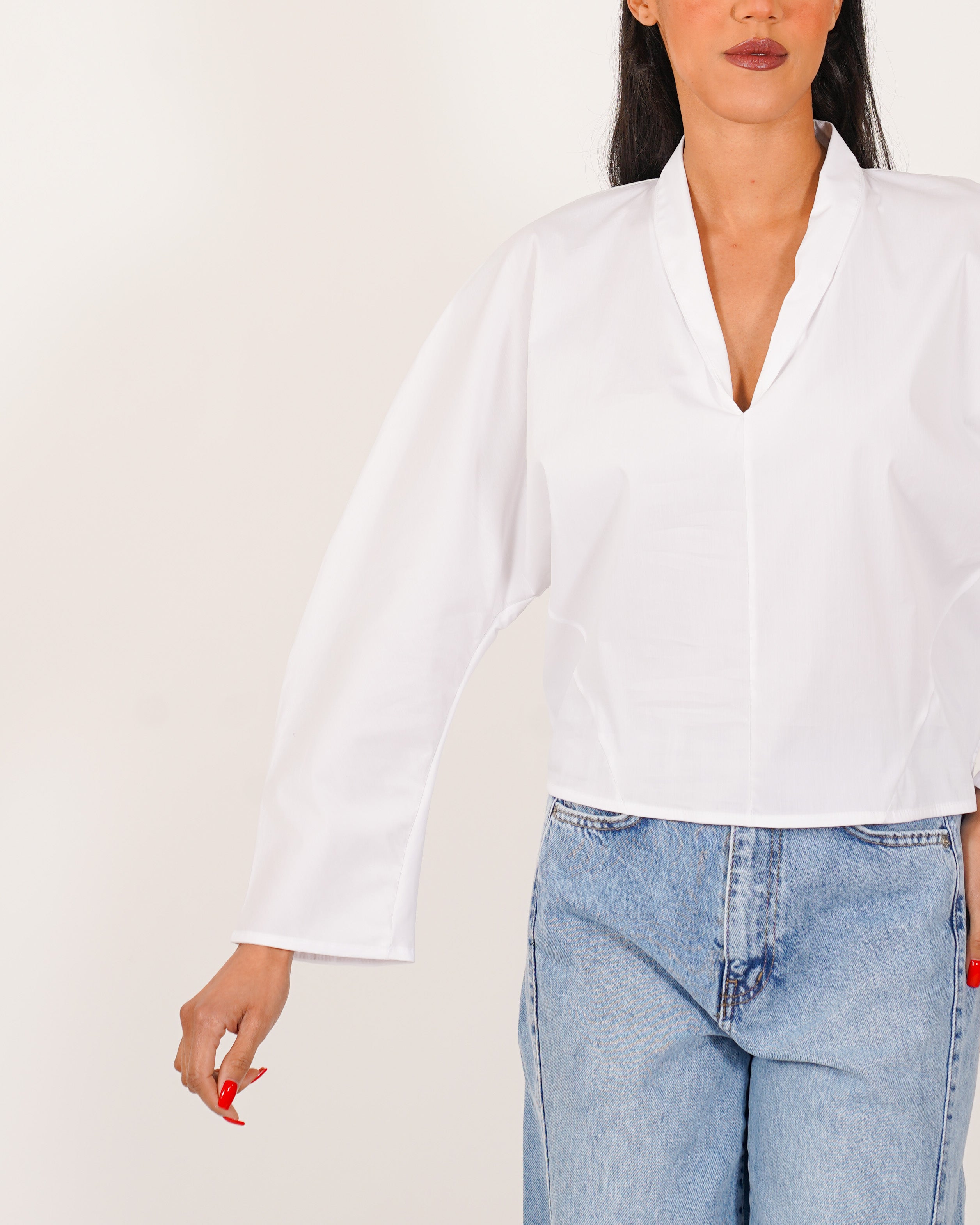 Blusa scollo a v in cotone - Bruciata