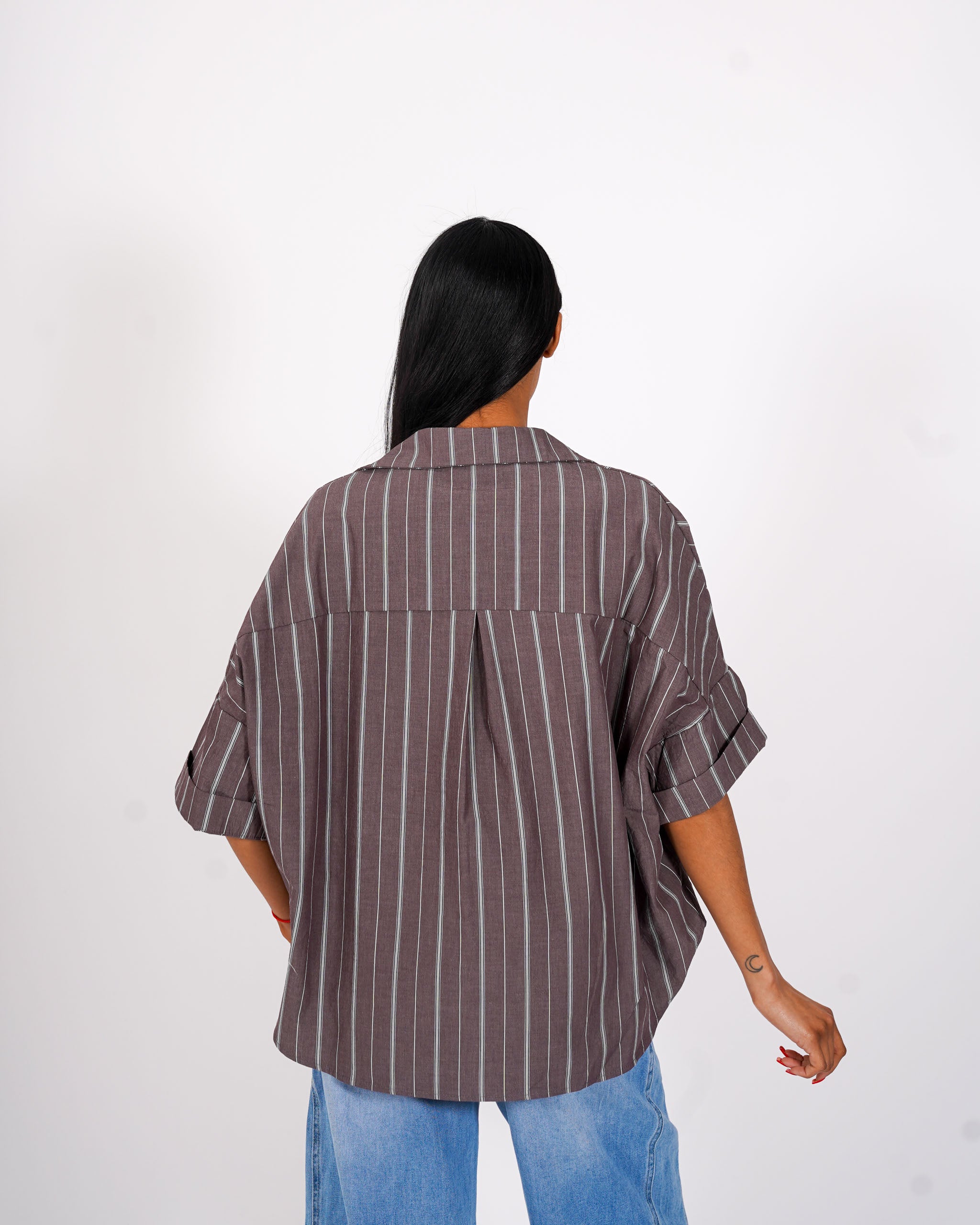 Camicia rigata manica 3/4 - Fanatica