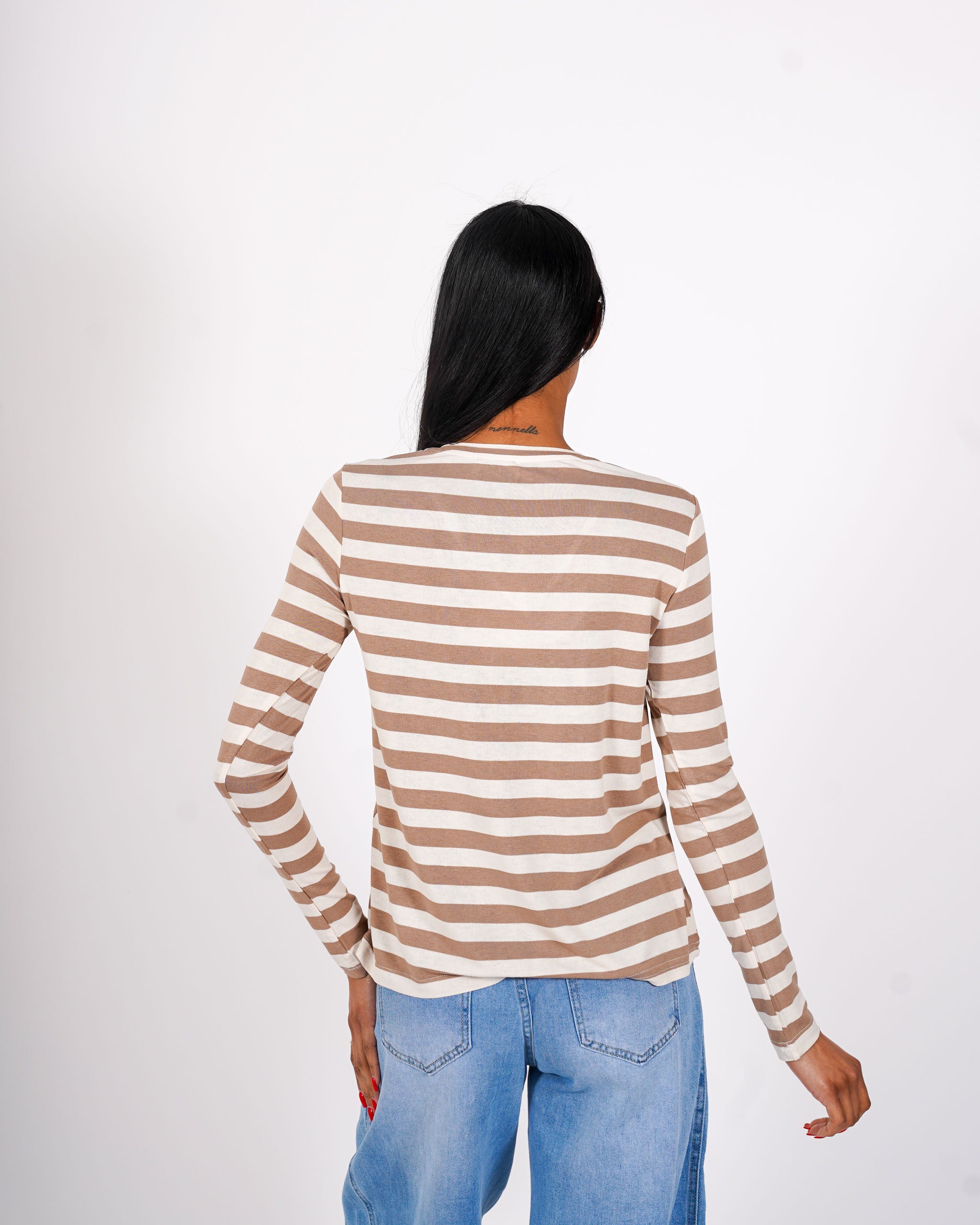 Shirt rigata scollo a v manica lunga - Brescia