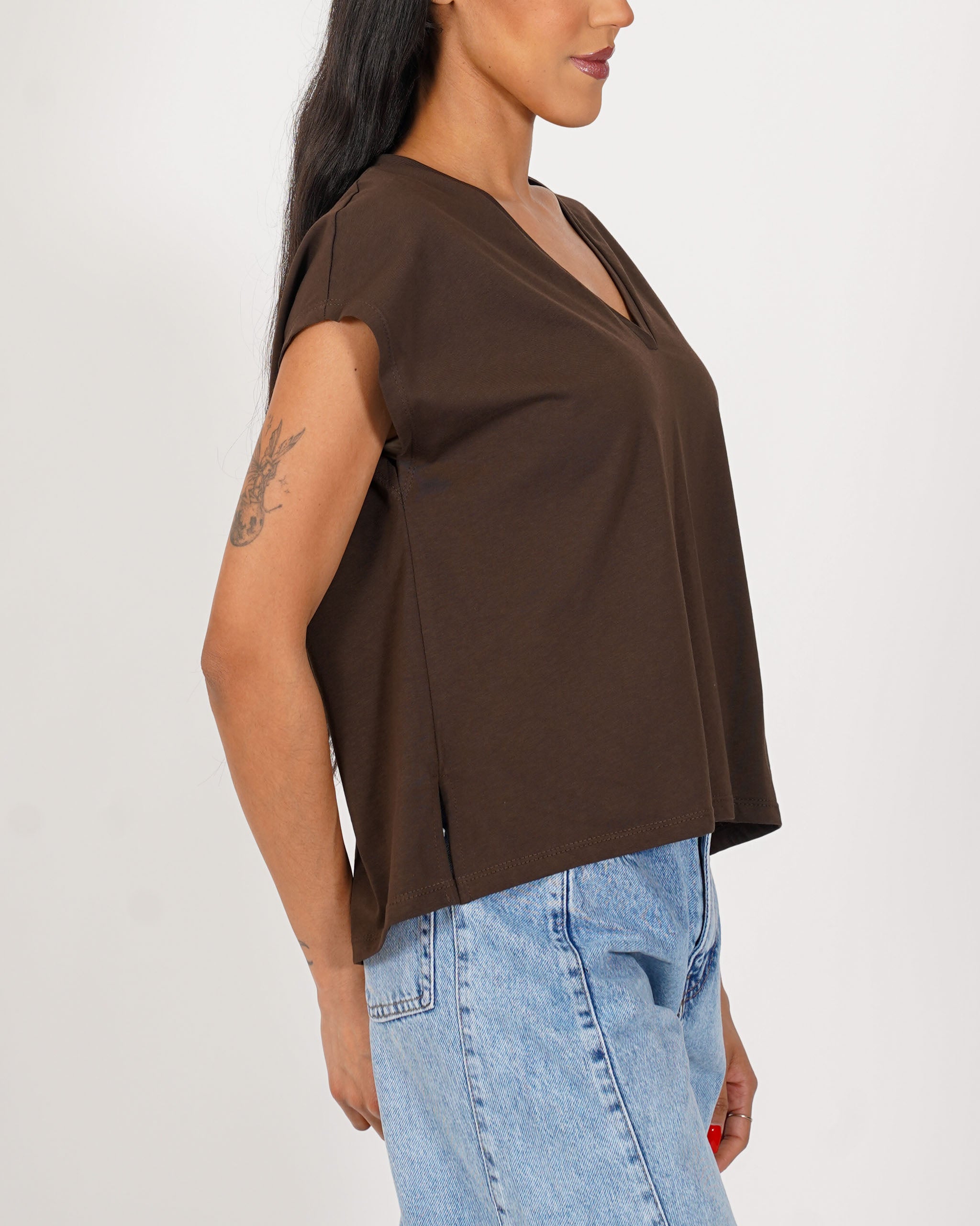 Shirt scollo a v con vestibilità regular in cotone - Illusa