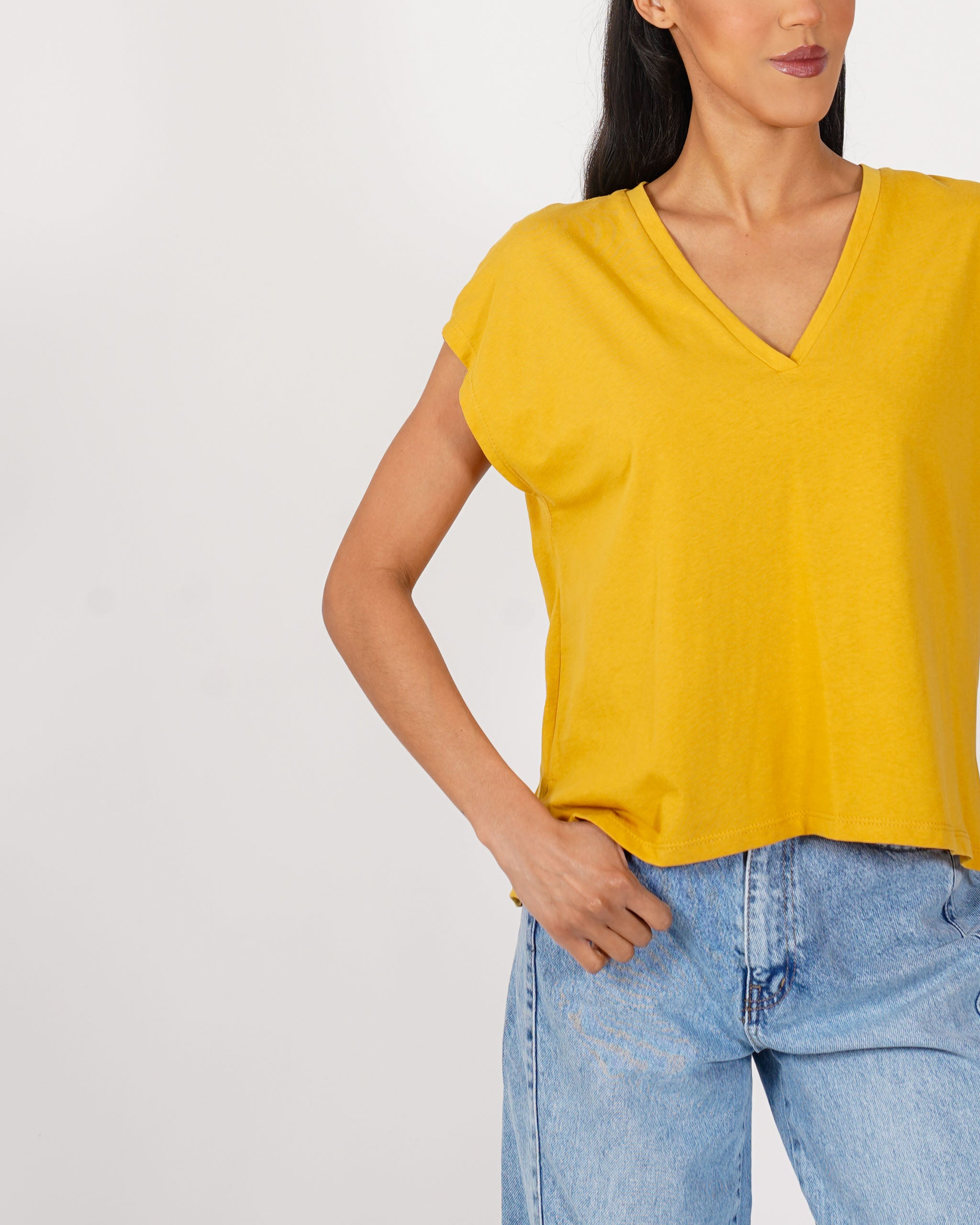 Shirt scollo a v con vestibilità regular in cotone - Illusa