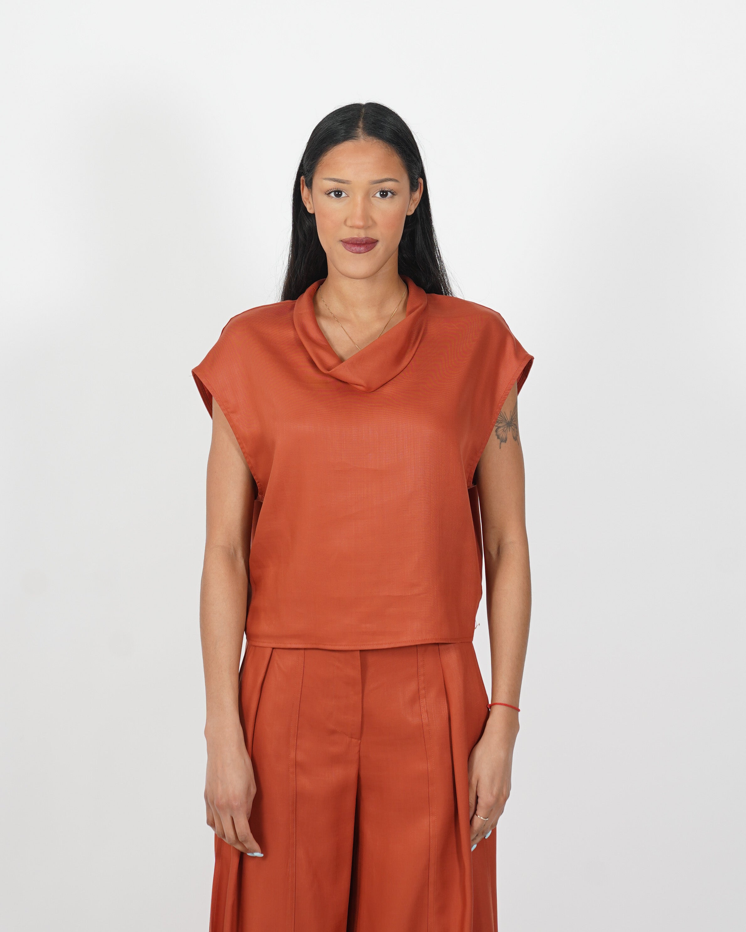 Blusa collo a gronda in tessuto lyocell - Madama