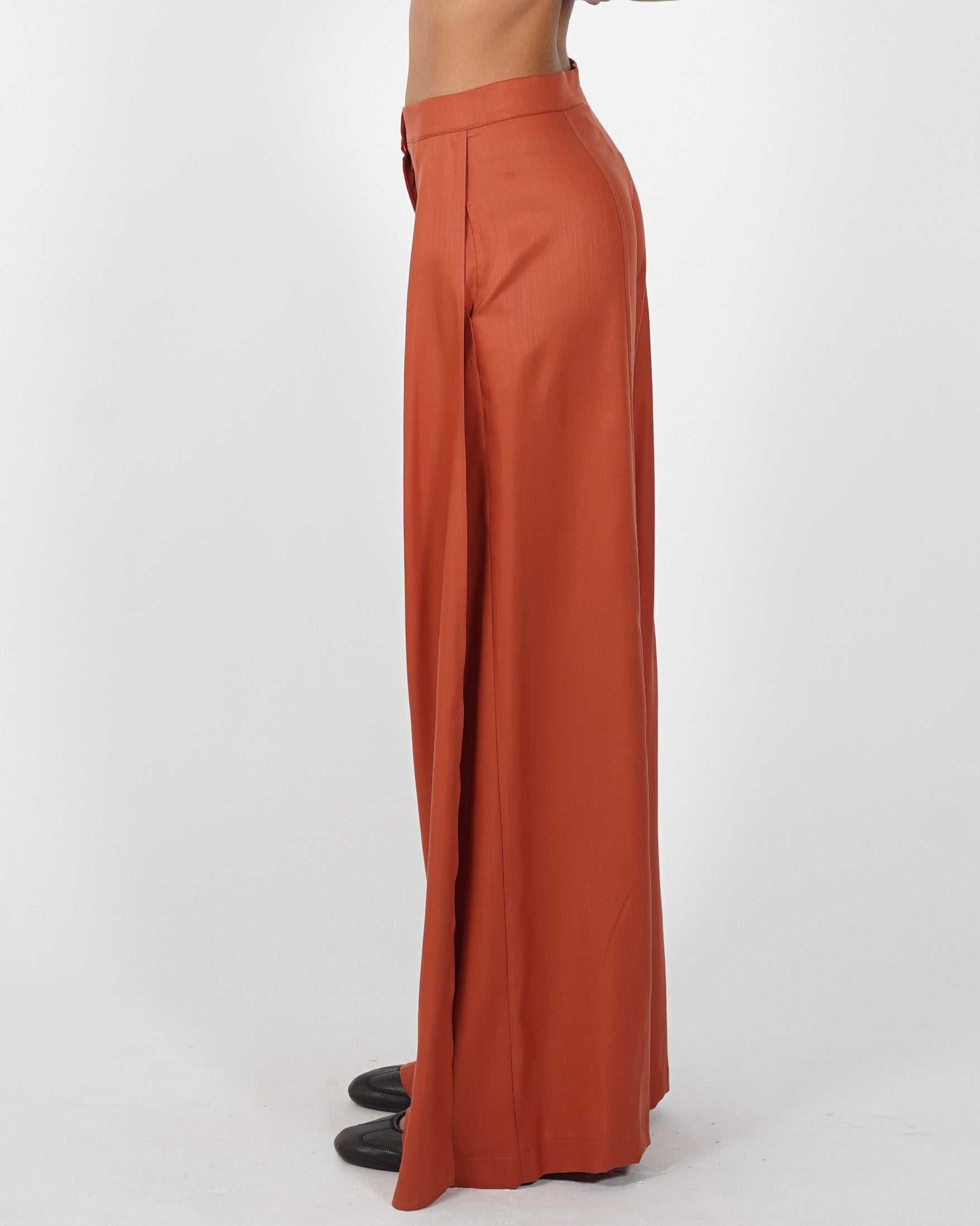 Pantaloni con pence e gamba larga in tessuto lyocell - Laura