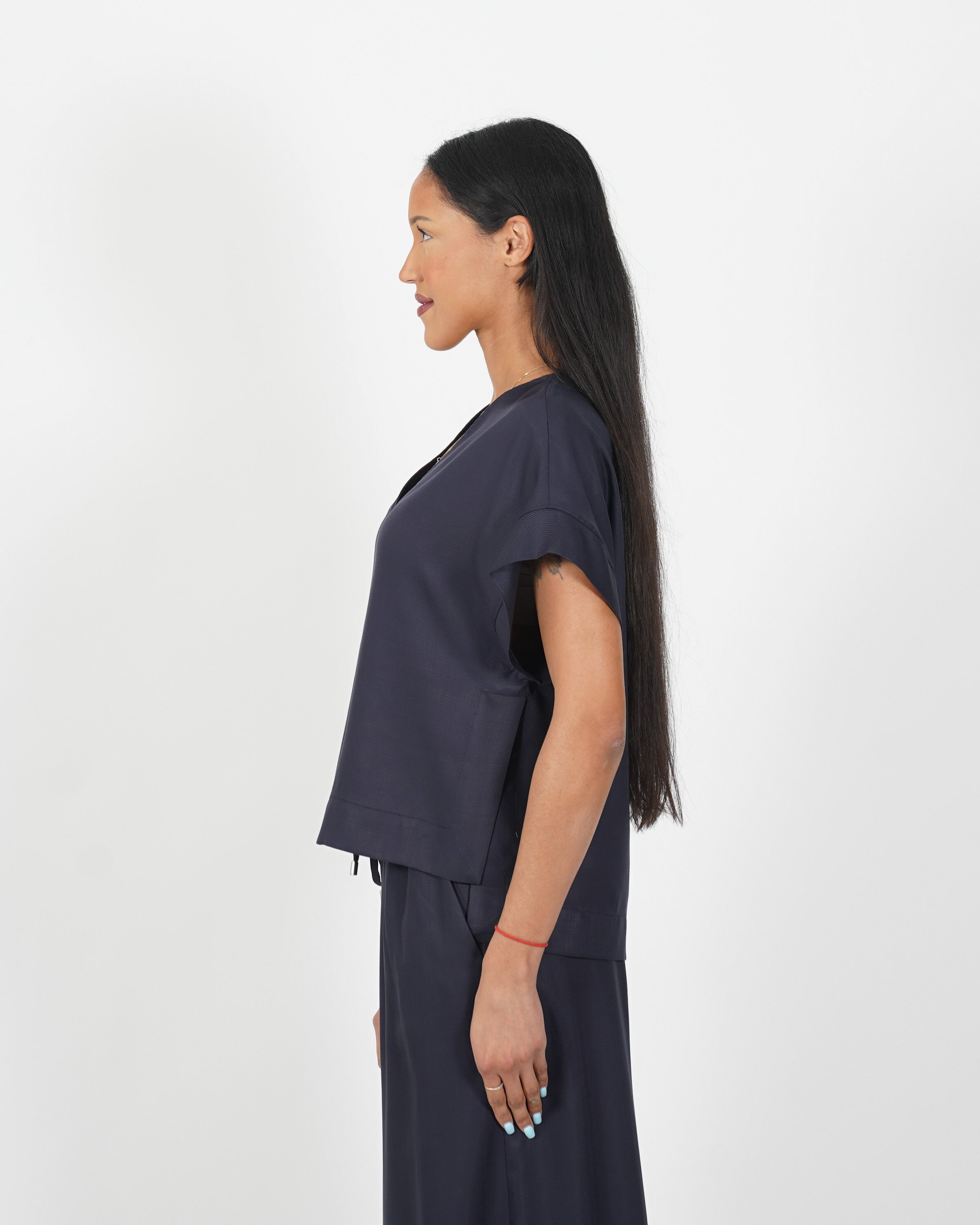 Blusa scollo a v in tessuto lyocell - Orazia