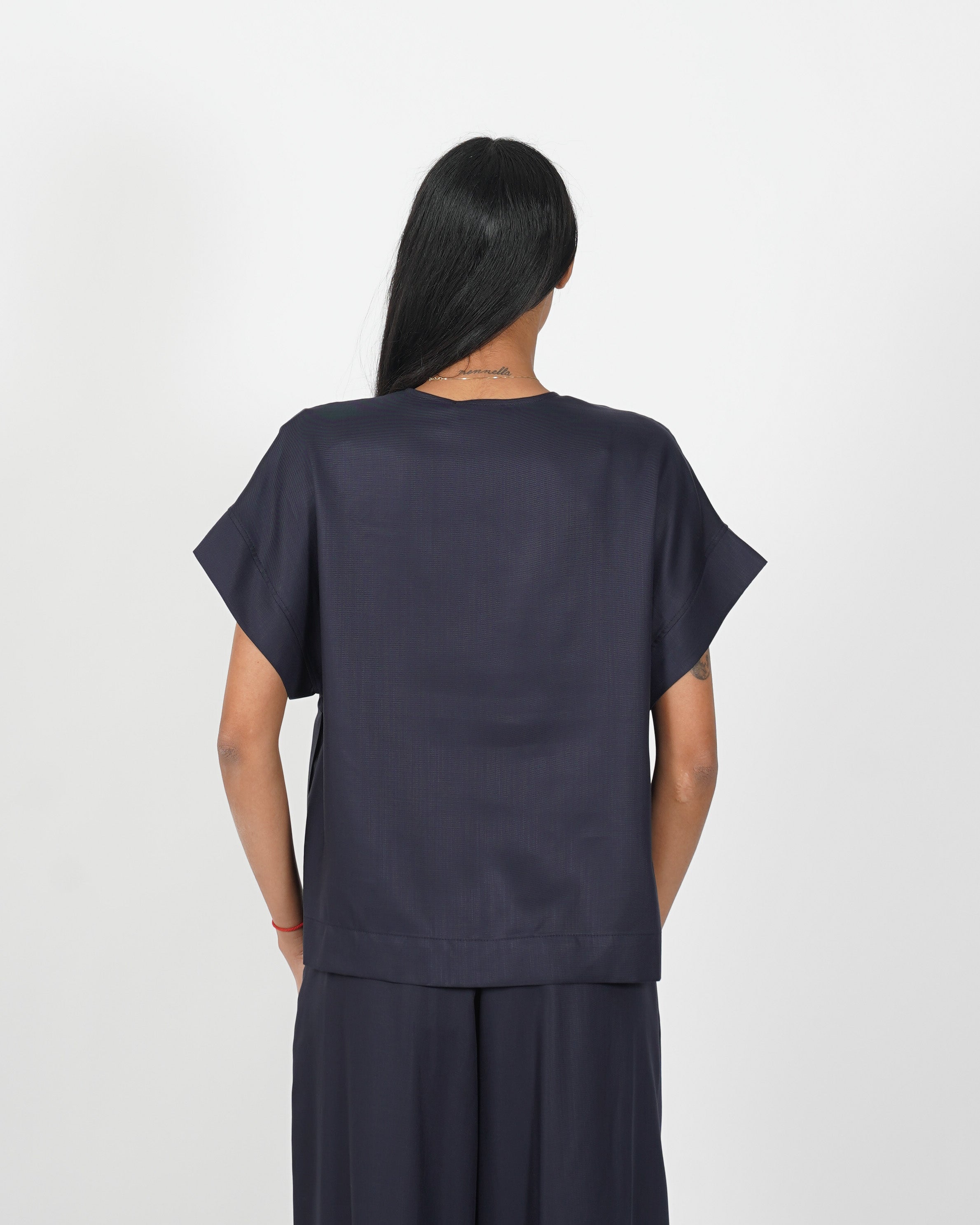 Blusa scollo a v in tessuto lyocell - Orazia