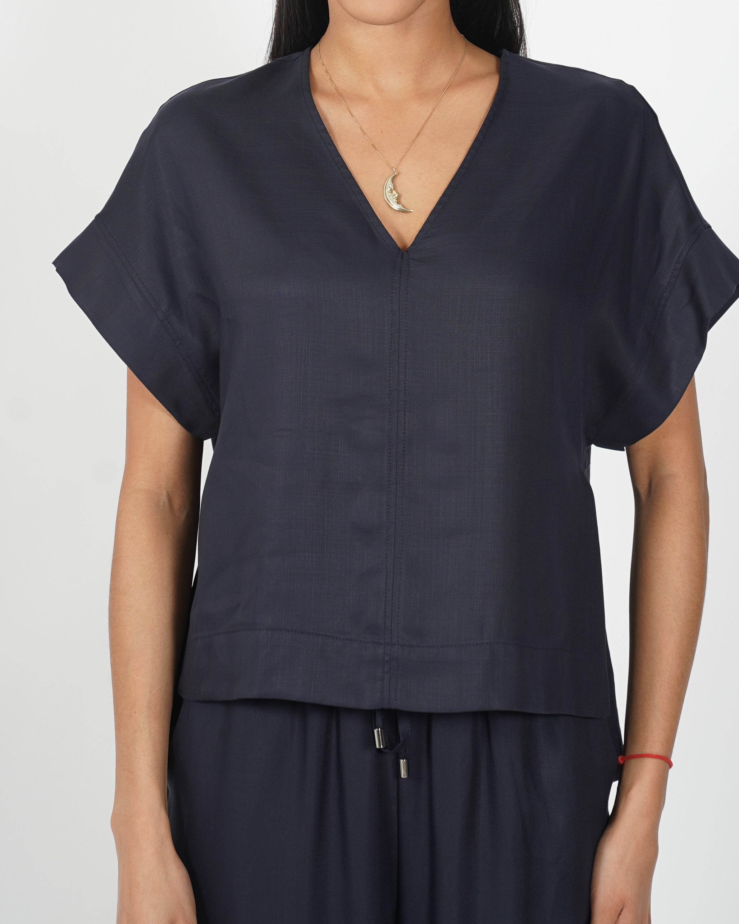 Blusa scollo a v in tessuto lyocell - Orazia
