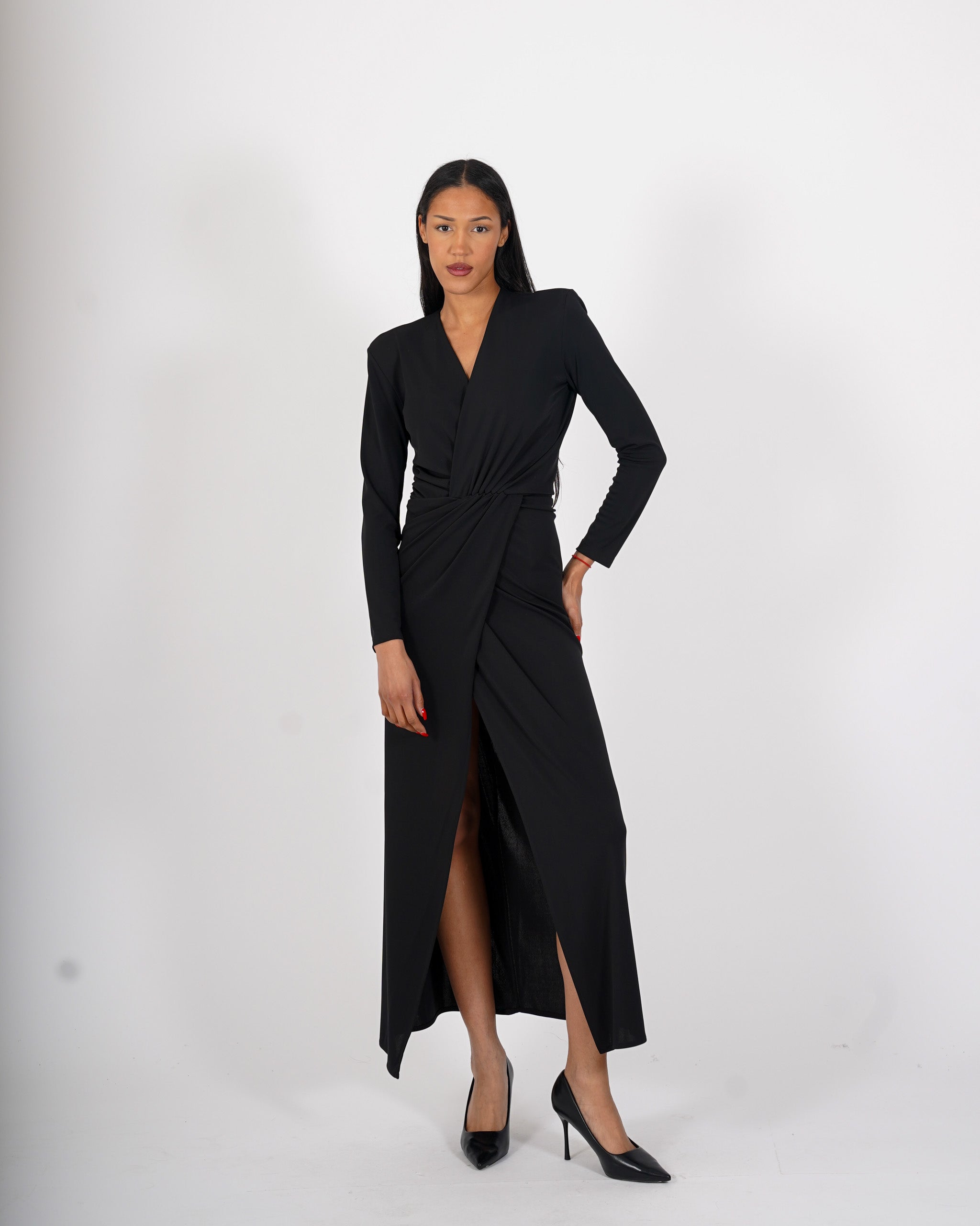 Abito scollo a v e spacco - Albizia