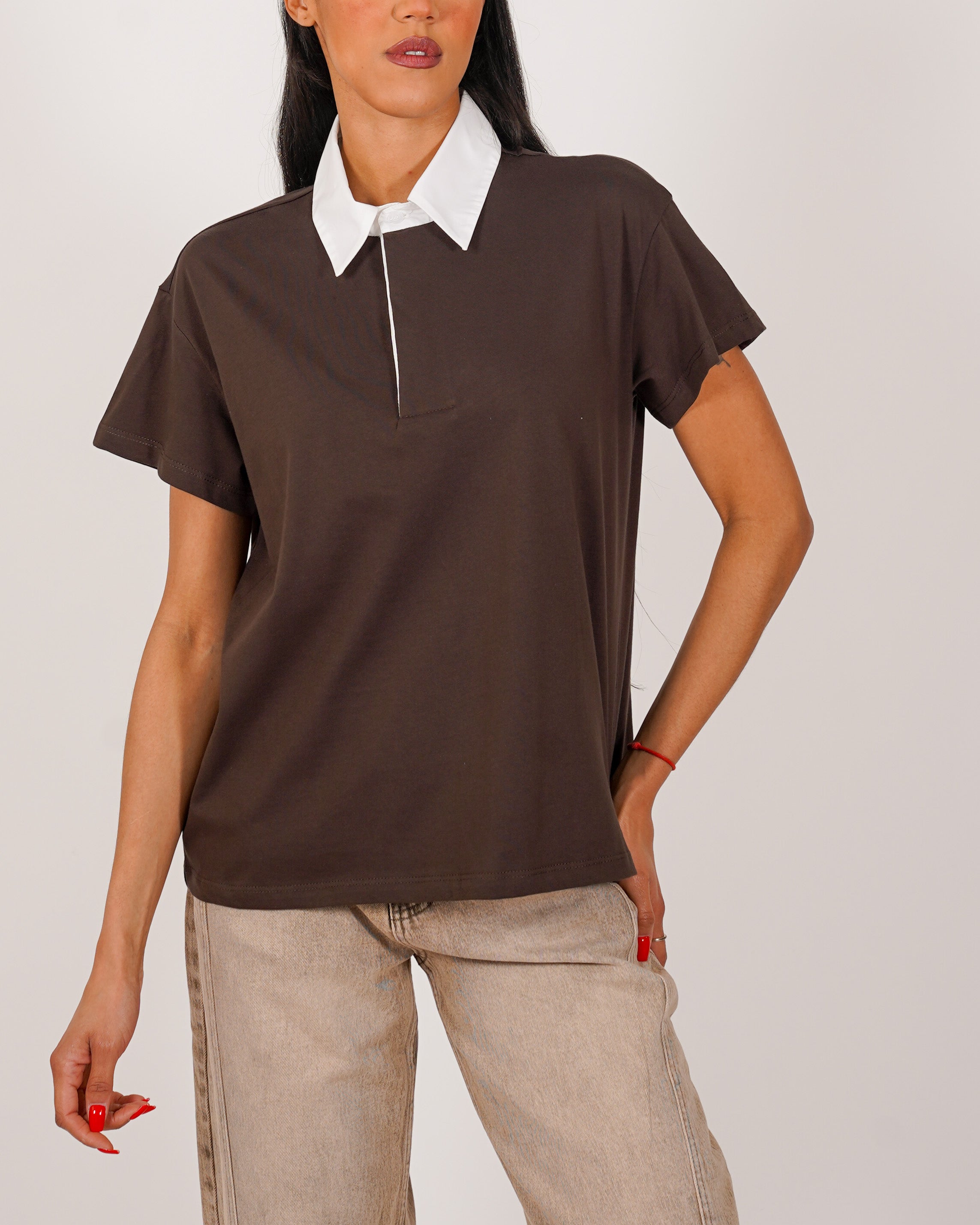 Polo bicolor mezza manica in cotone - Ranieri