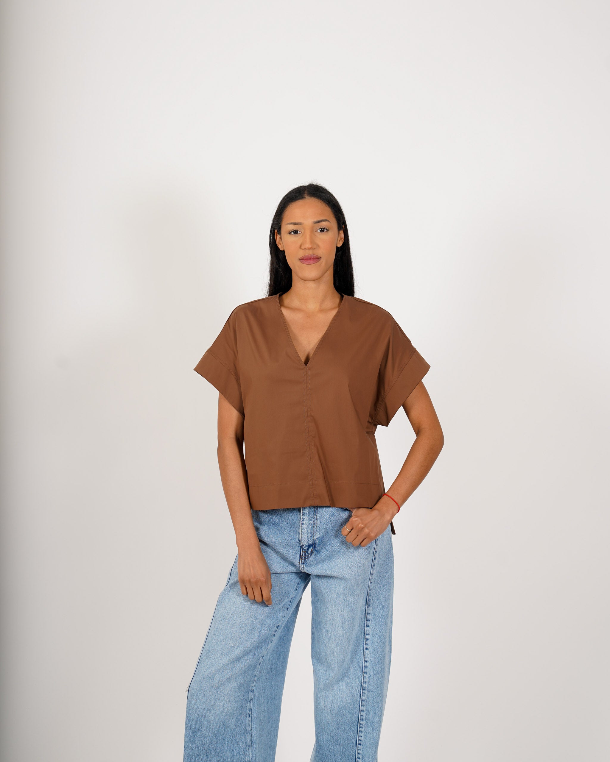 Blusa scollo a v in cotone - Arlena